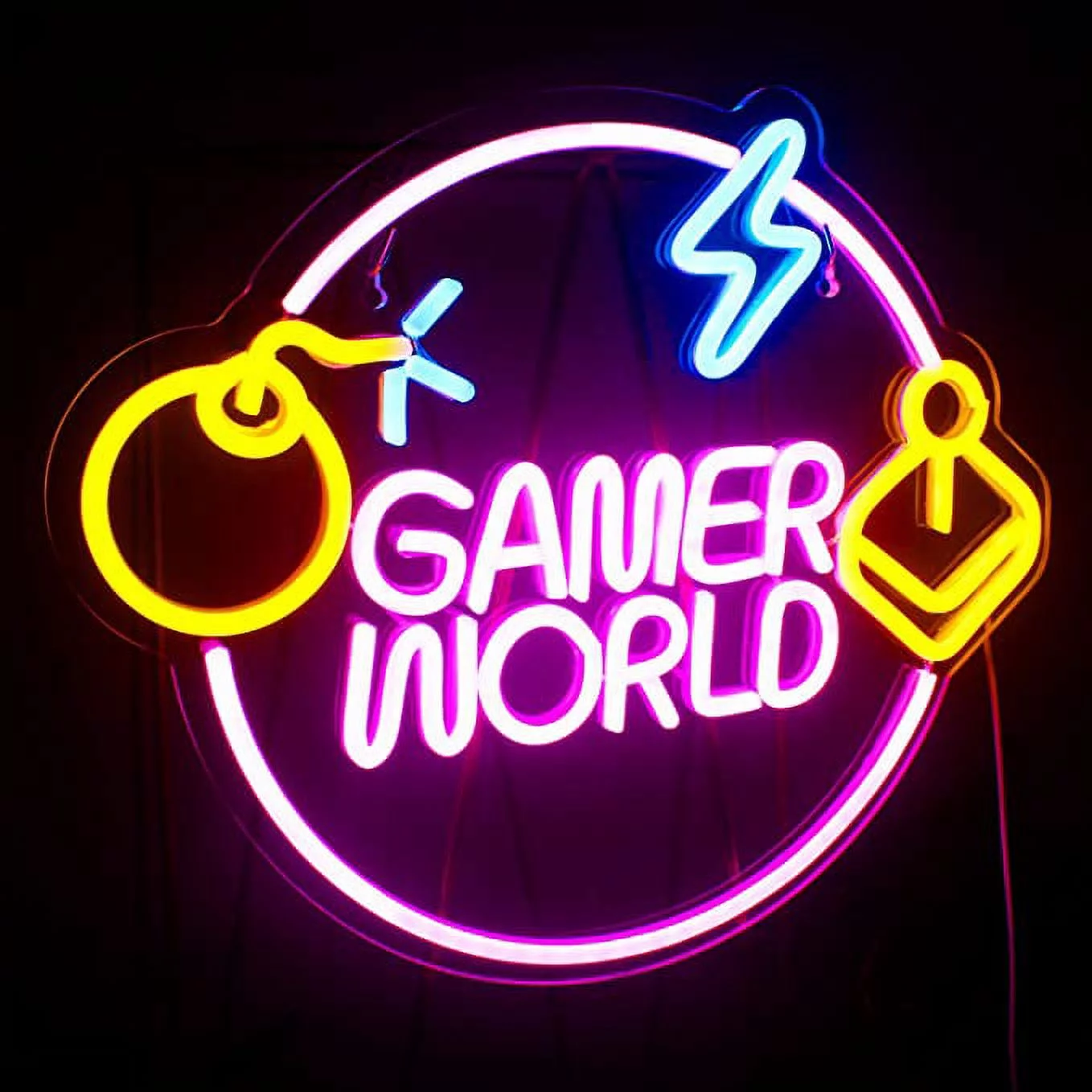 WX&YH Game World LED Neon Light Signs USB Power for Game Room Home Men's Cave Bar Wedding Party Decoration