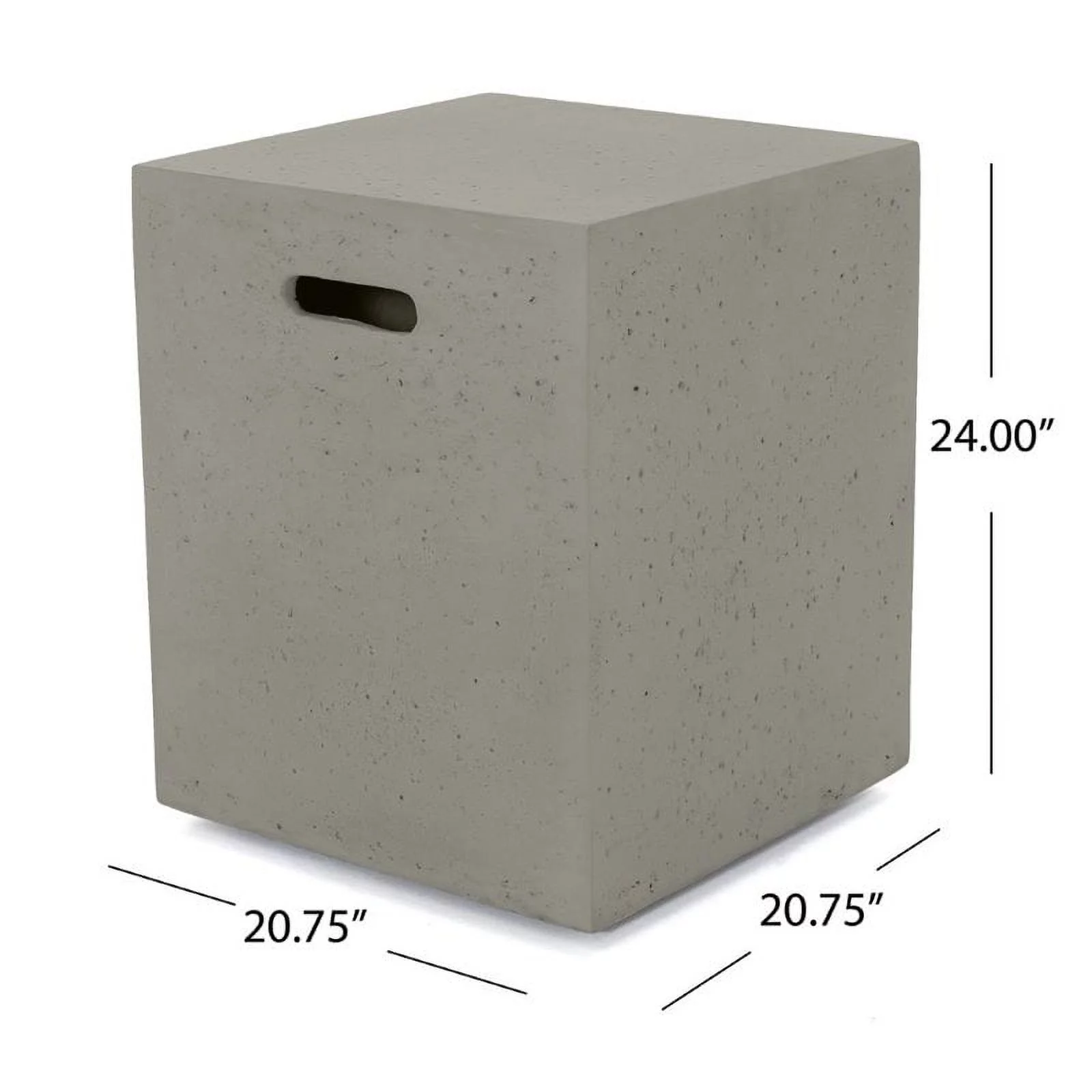 Noble House Aidan Square Gas Fire Pit Table with Tank Holder in Light Gray