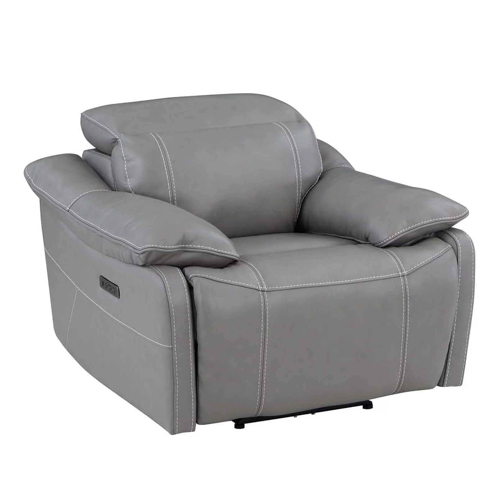 Bowery Hill Contemporary Leather Power Recliner in  Smoke Gray