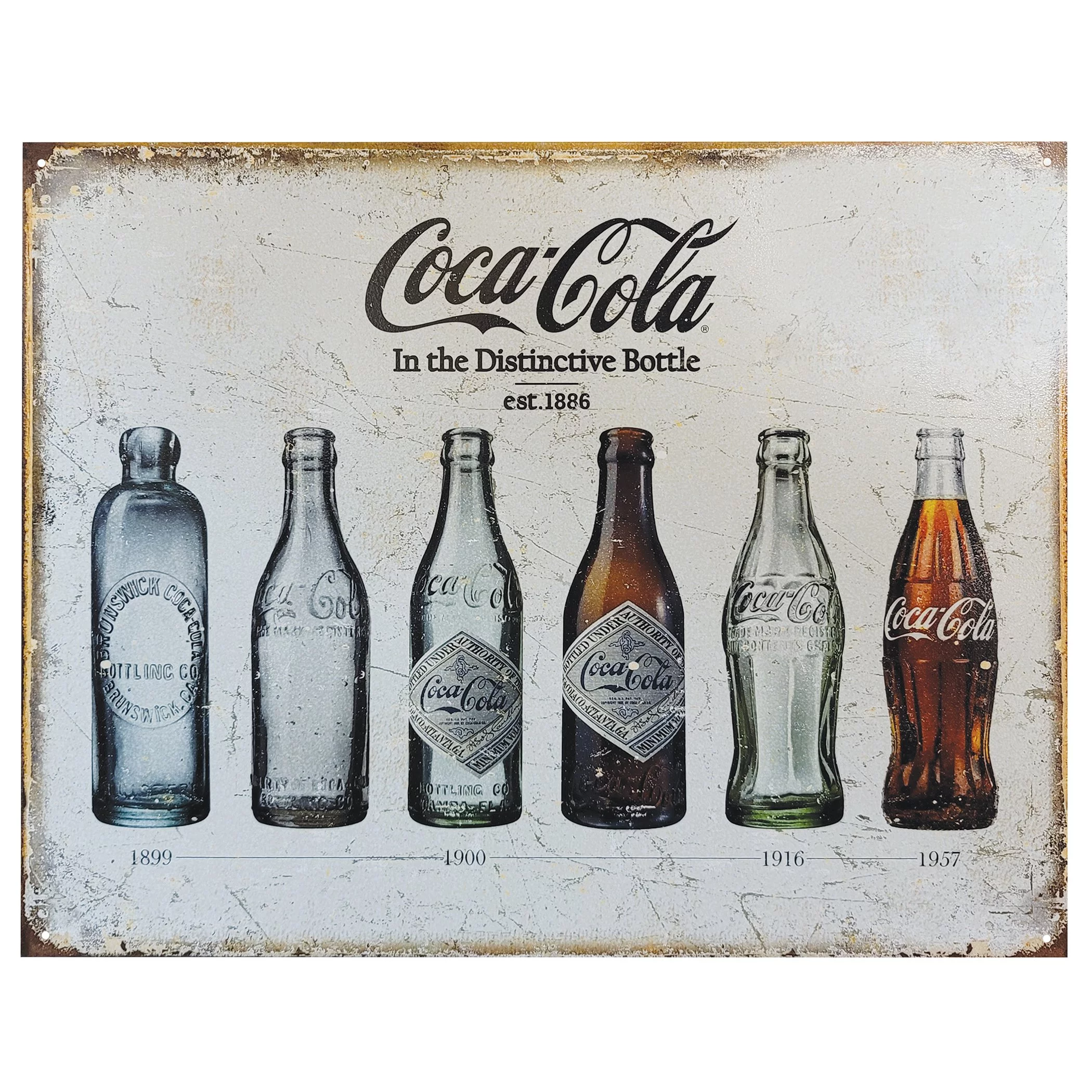 Desperate Enterprises Coca-Cola Bottle Evolution Tin Sign, 16" W x 12.5" H