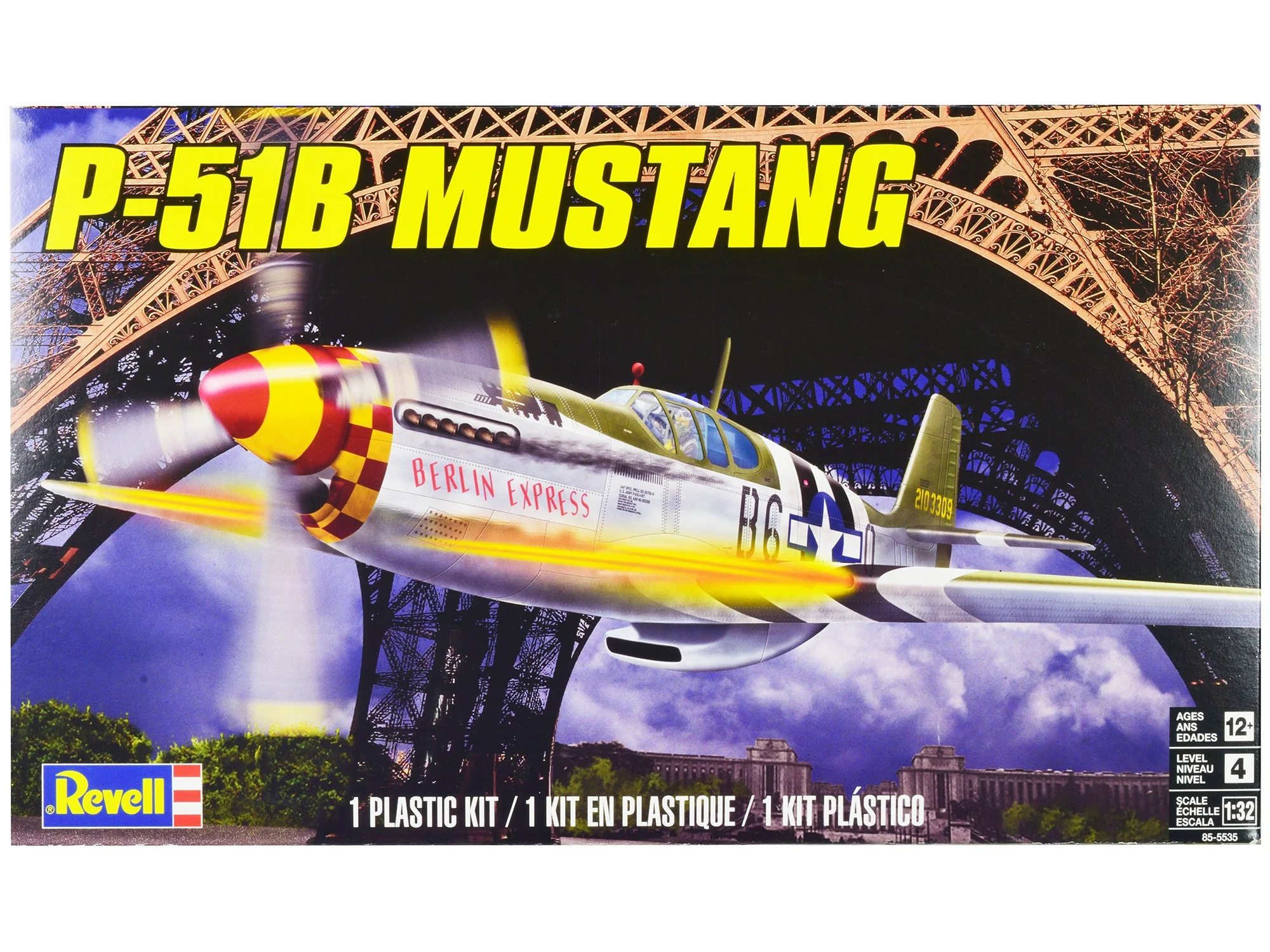 Level 4 Model Kit North American P-51B Mustang Fighter Aircraft 1/32 Scale Model by Revell