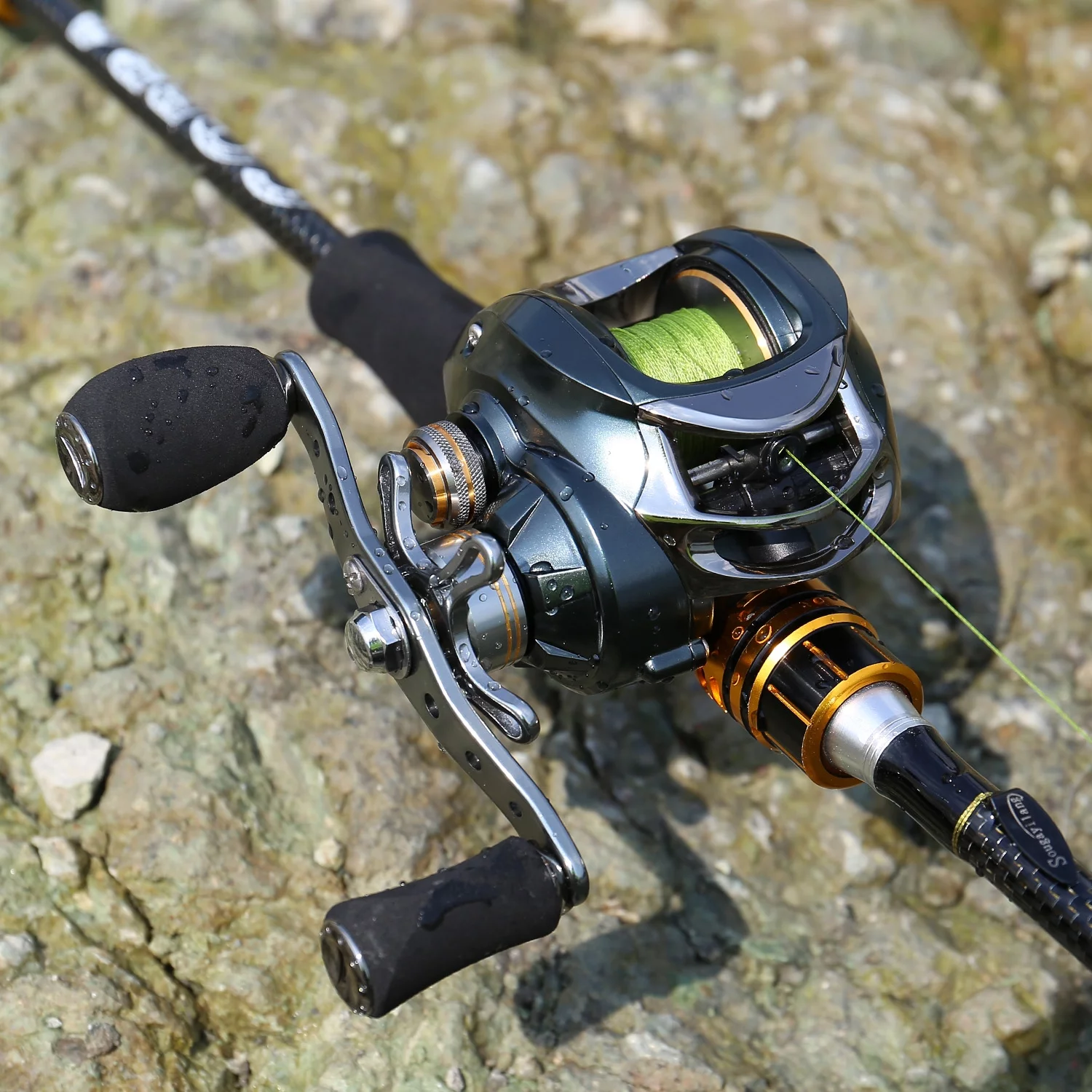 Sougayilang Snake Series Casting Rod 4 Piece Fishing Poles and Baitcaster Reel Fishing Combo