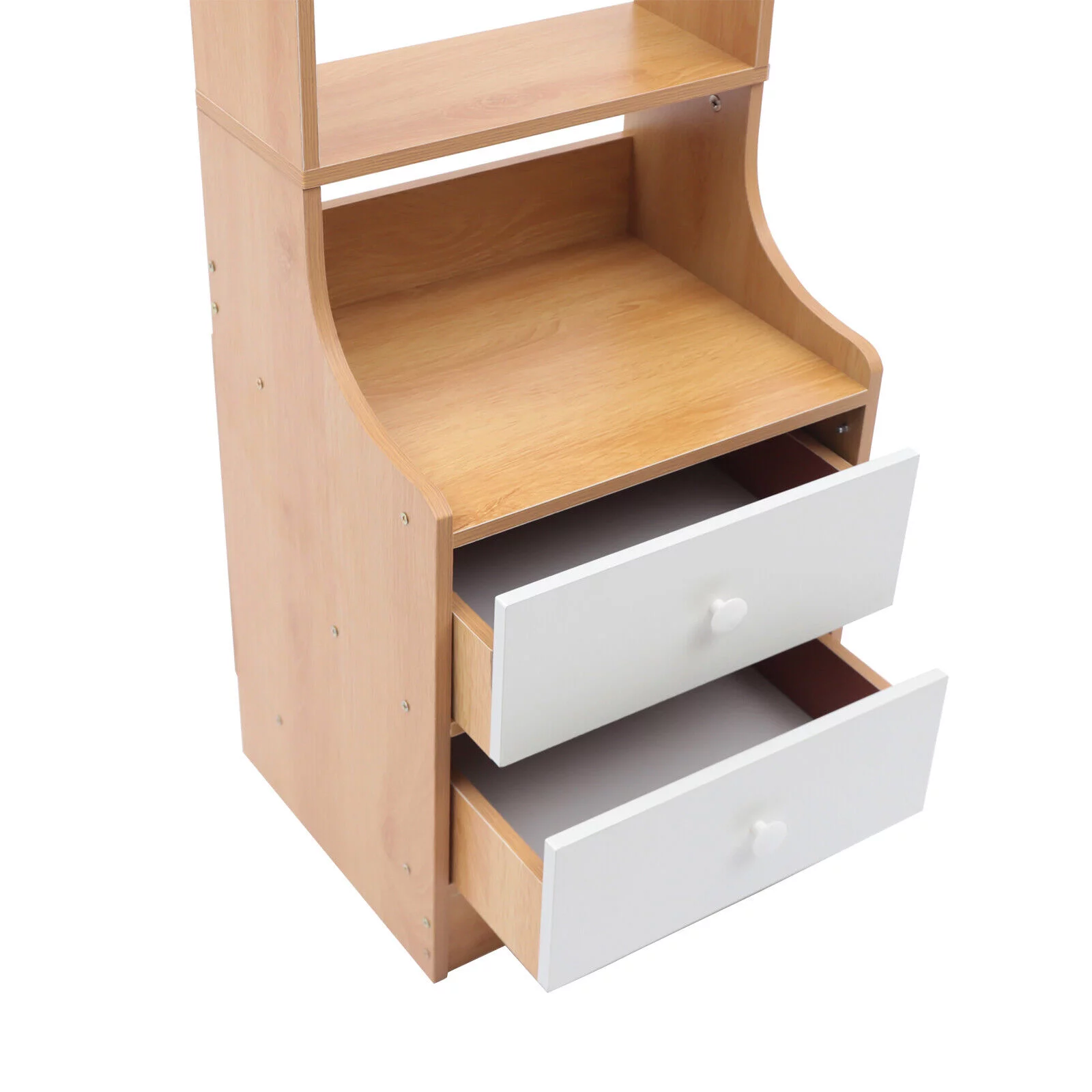 TFCFL Modern Tall Bedside Table Modern 2 IN 1 Nightstand with 2 Drawers+hat Hanging Hook