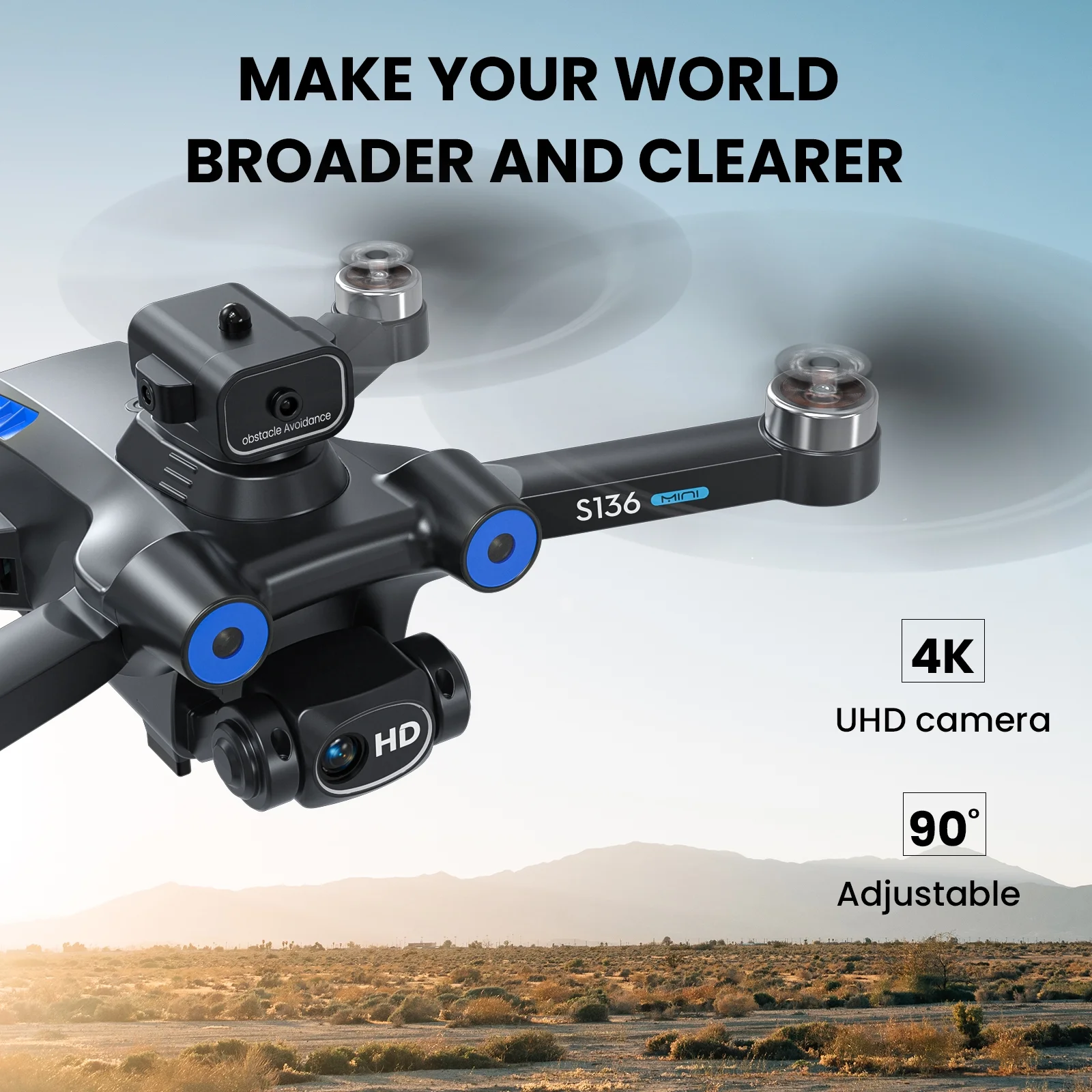 AUOSHI S136 GPS Drone with Camera for Adults 4K , 360° Obstacle Avoidance, Auto Return Home, 40 Mins Flight, 5G WIFI Transmission, FPV Drone RC Quadcopter for Beginners Kids (Under 250G)