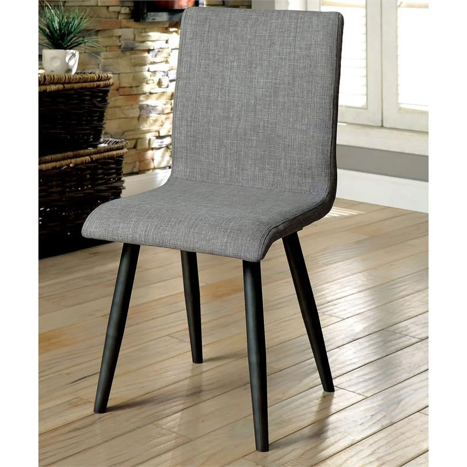 Furniture of America Janell Mid-century Metal 7-Piece Dining Table Set in Gray