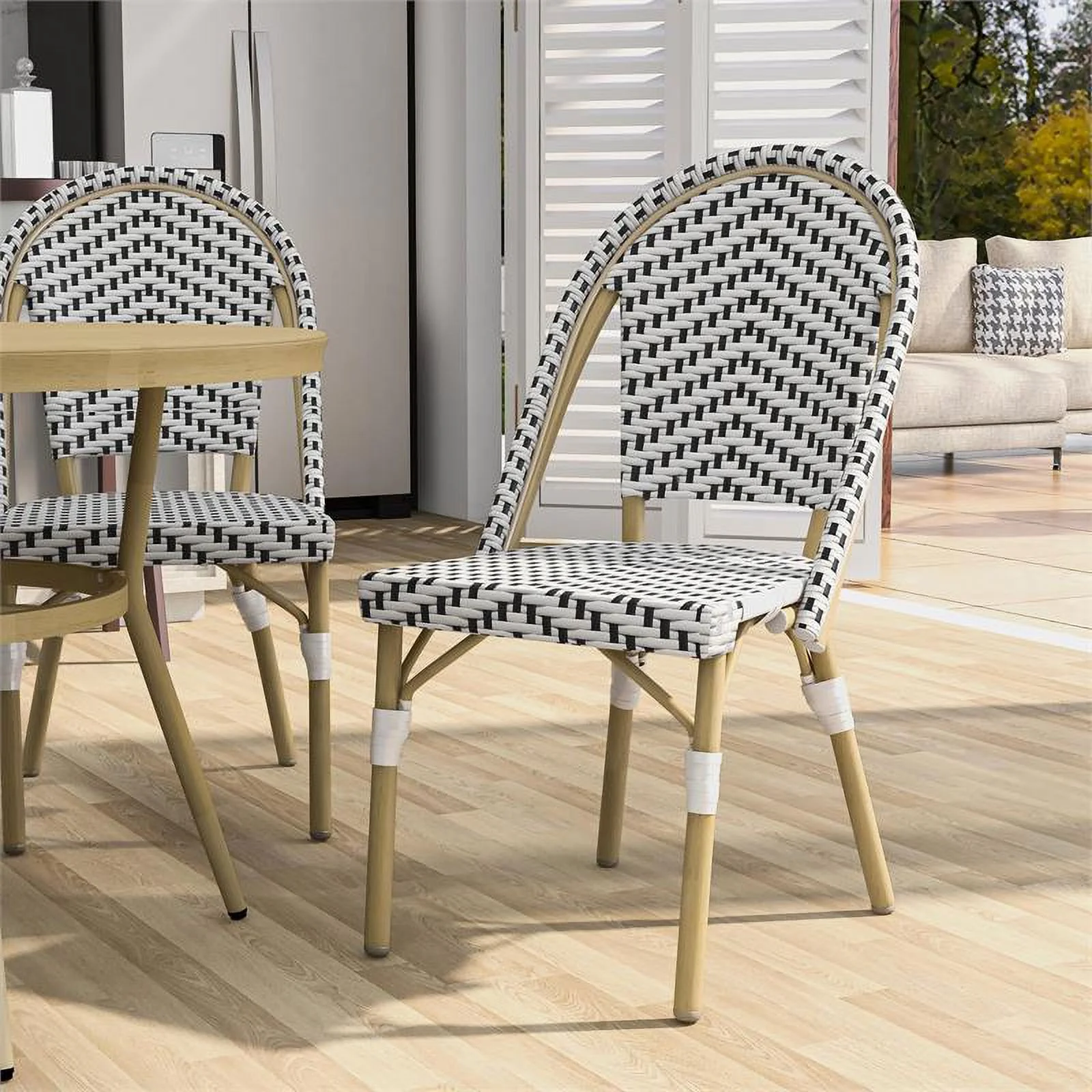 Furniture of America Devey Metal Patio 3-Piece Table and Chair Set in Black