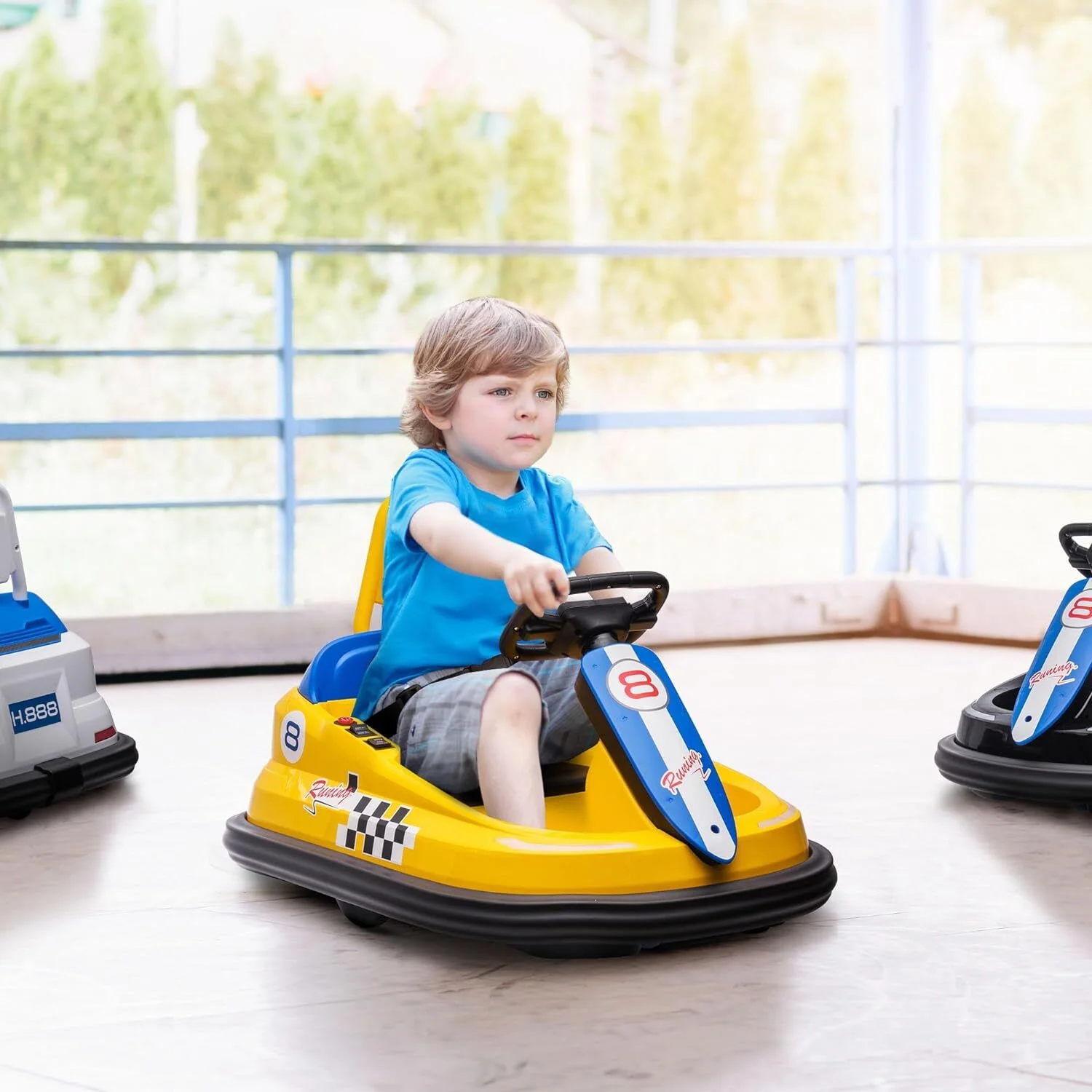 HNH 6V Bumper Car for Toddlers with Remote Control, Ride on Electric Go Kart for Kids, Electric Ride on Toys for Kids, Music Play, Lights