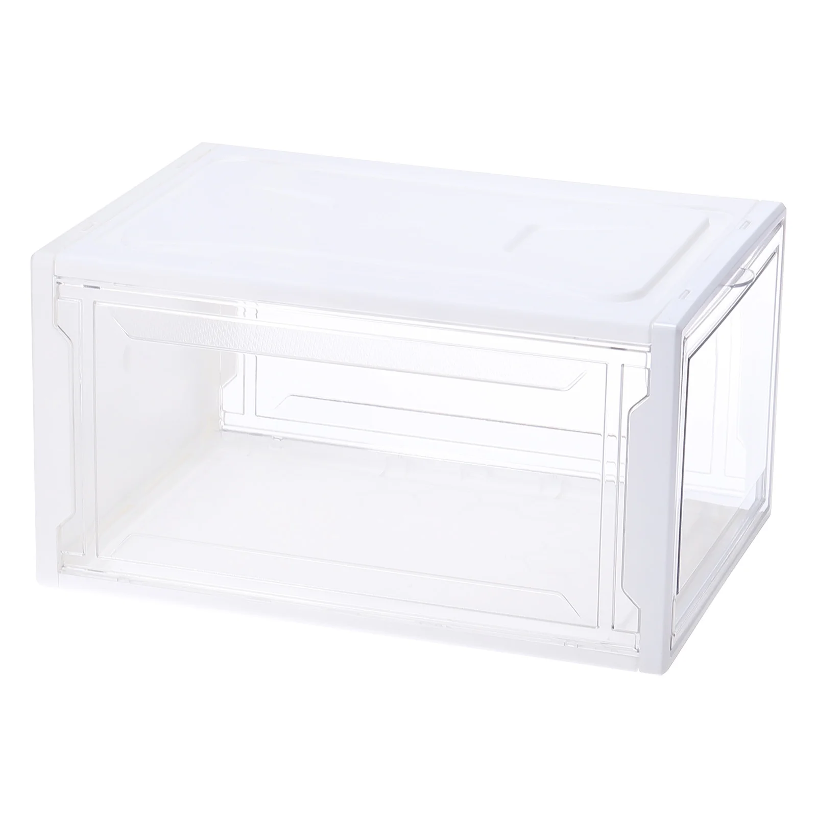 Uxcell 6PCS PMMA Shoe Display Case 14.17x10.63x7.87 Inch PP Transparent White Large Magnetic Front Door Stackable