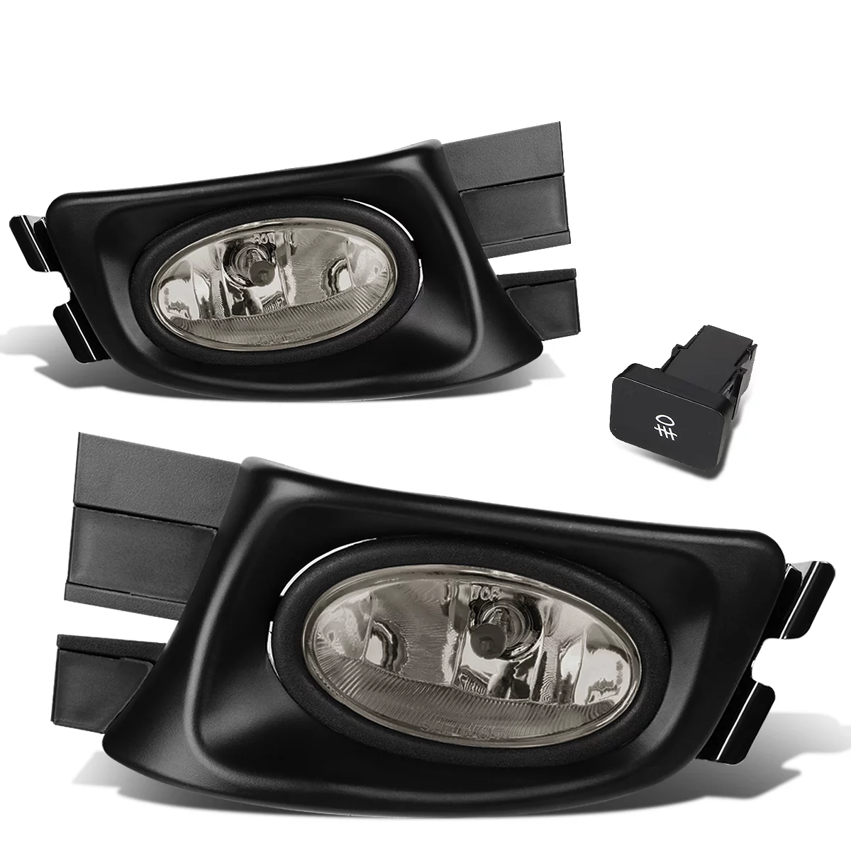 DNA Motoring FL-ZTL-116-SM For 2003 to 2005 Honda Accord 7th Gen 4dr Pair Bumper Driving Fog Lights + Switch + Wiring Kit (Smoked Lens) 04