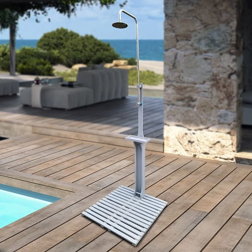 Zateety Outdoor Garden Pool Shower with Chassis Board, for Swimming Pool, Patio, Terrace, Garden,Wood