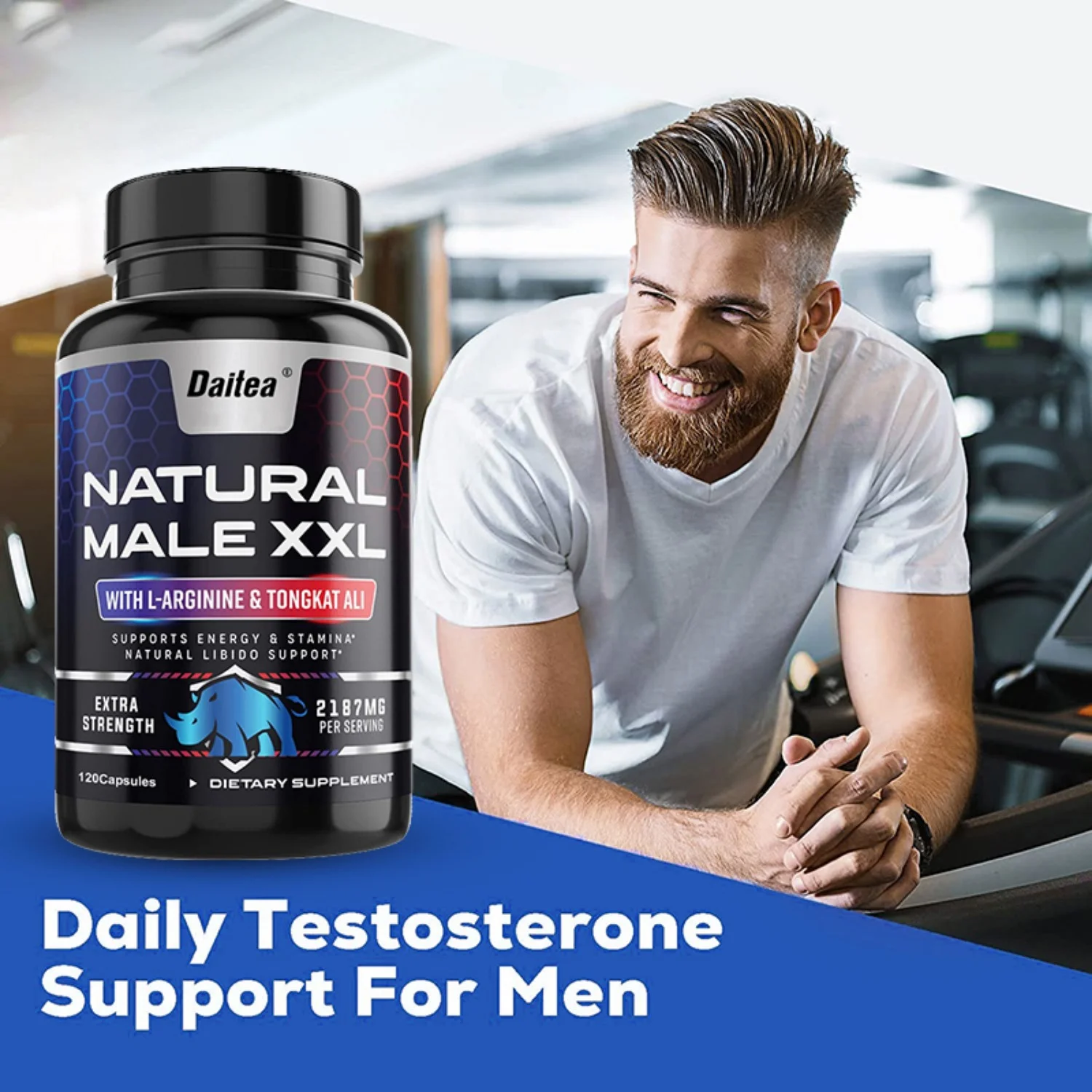 Daitea Natural Male Booster - Contains L-Arginine to Boost Energy, Endurance and Strength - 30/60/120 Capsules