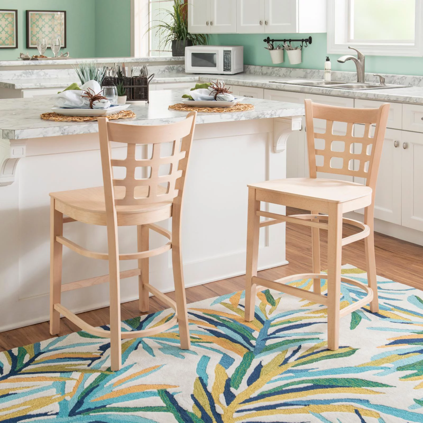 Linon Lola 24 in. Counter Stool - Unfinished - Set of 2