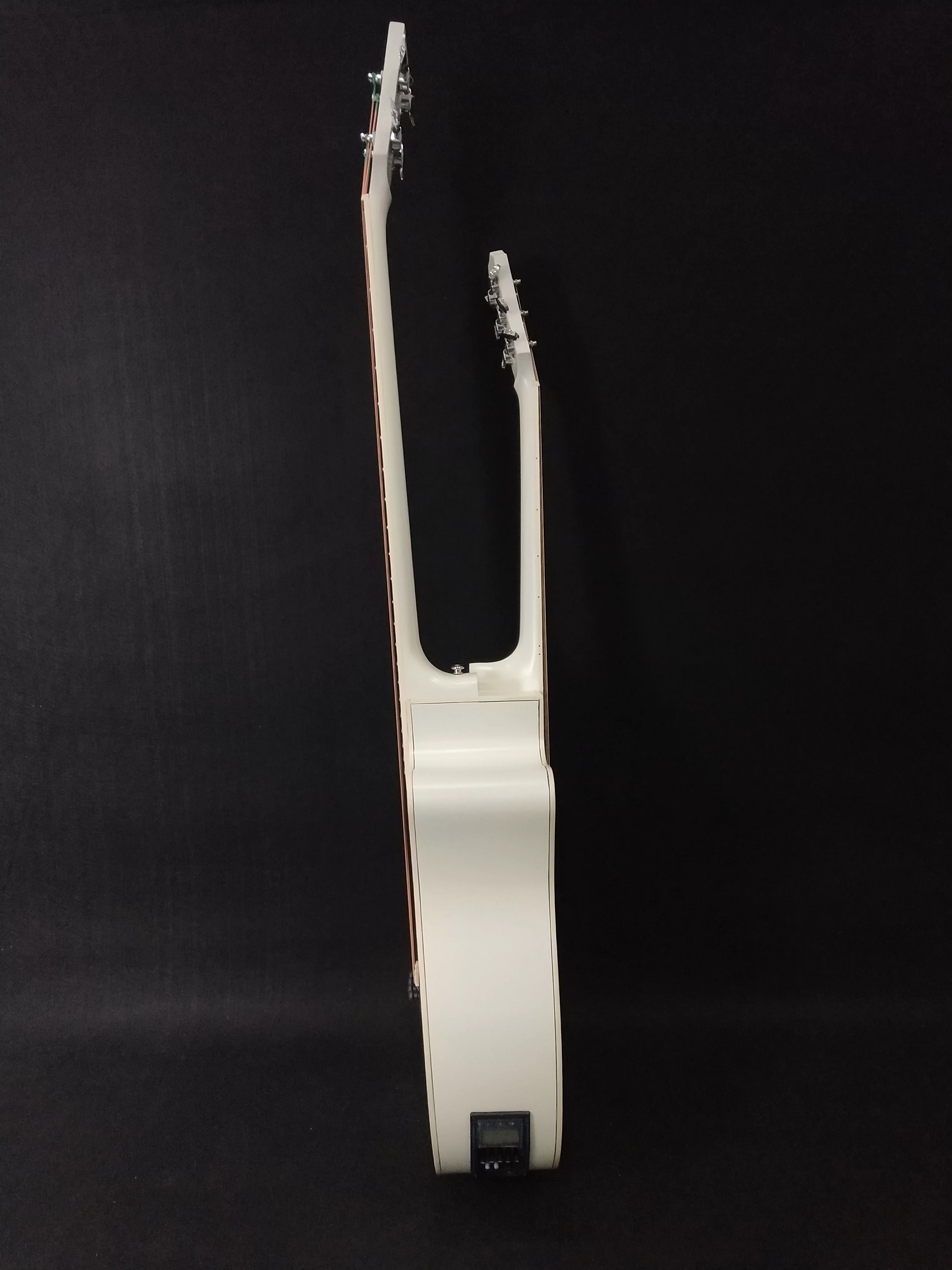 Busuyi Acoustic Electric Guitar 4 String Bass 6 String Lead Acoustic, Travel Acoustic Guitar with Classical Metal Heel 41 inch Bass Guitar, 39inch Acoustic, Double Neck Guitar (White)  All Levels