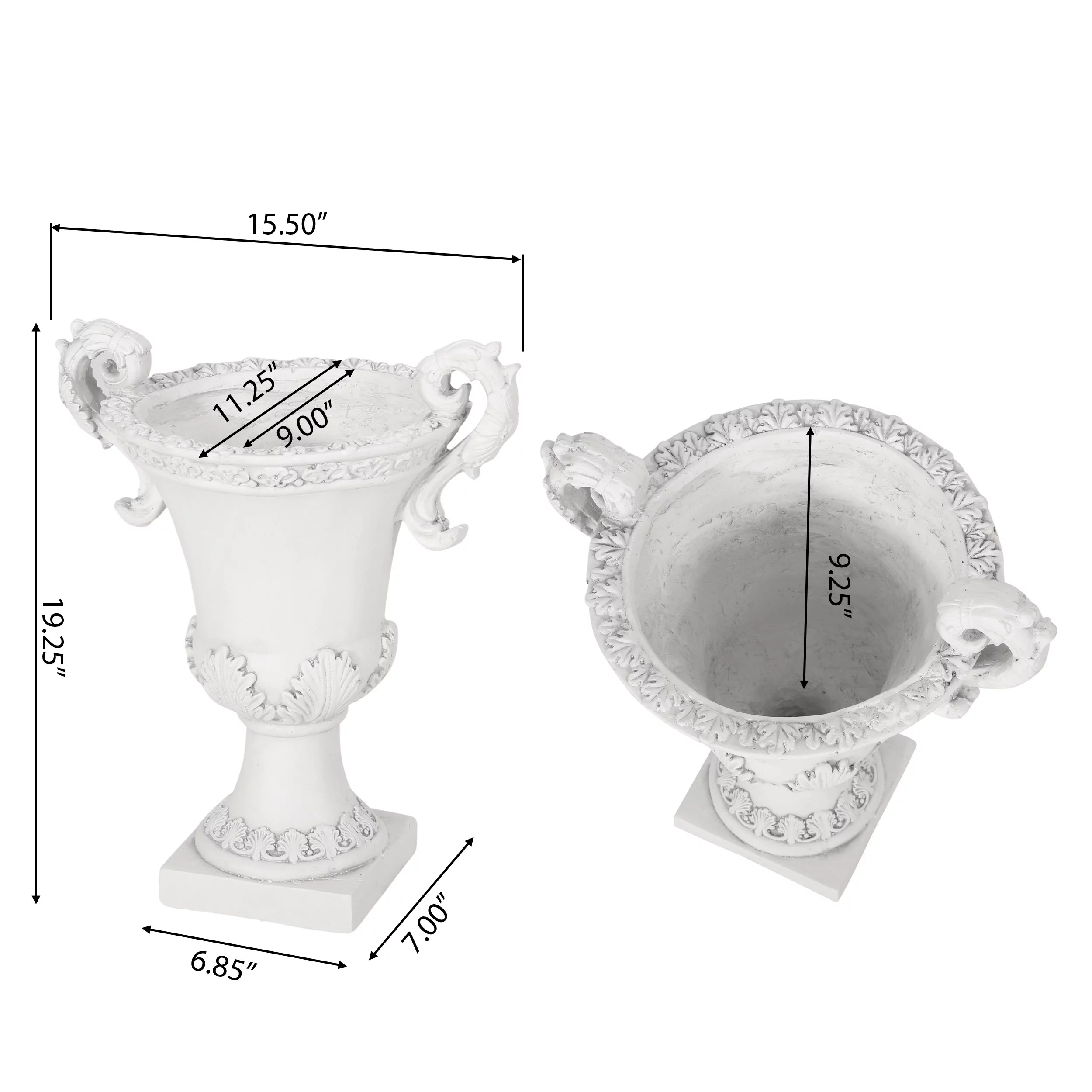 Renee Chalice Garden Urn Planter, Roman, Botanical, Antique White