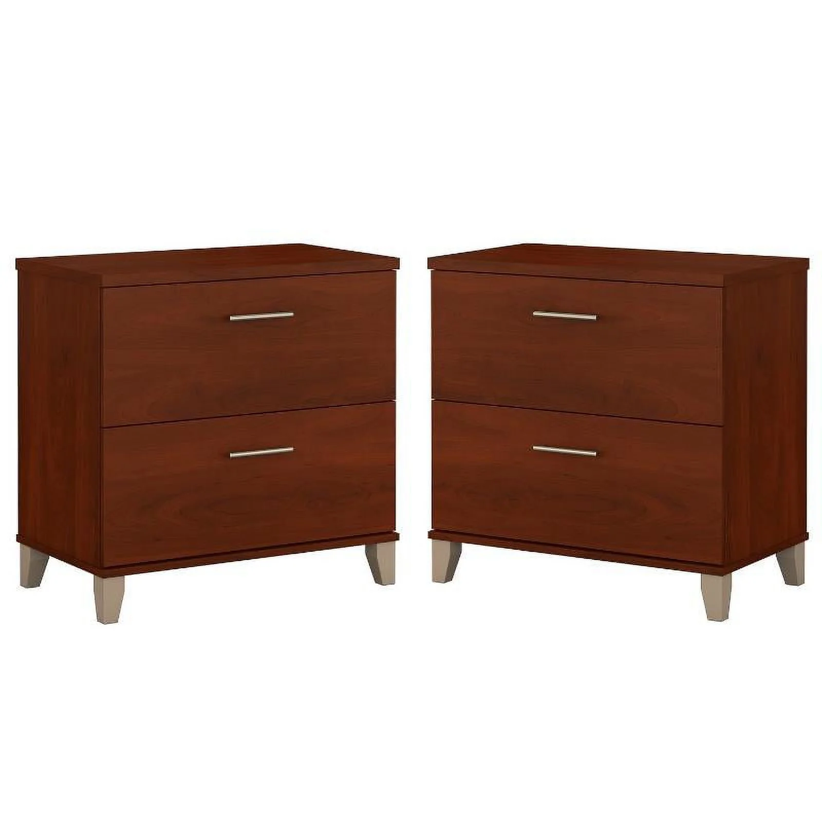 Home Square 2 Piece Wood Lateral Filing Cabinet Set in Hansen Cherry