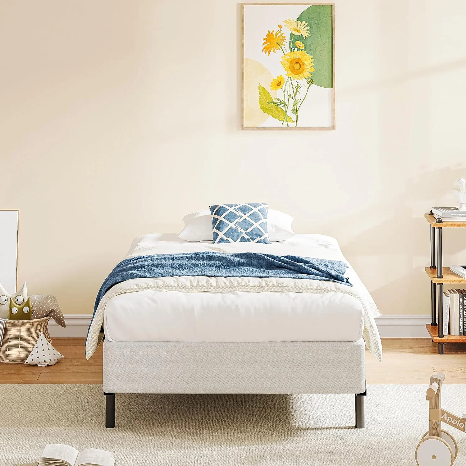 YILAN Twin-Box-Spring, 9 Inch Metal Twin Box Spring Only, Mattress Foundation Box Spring Twin with Fabric Cover, Easy Assembly, Noise Free, Non Slip