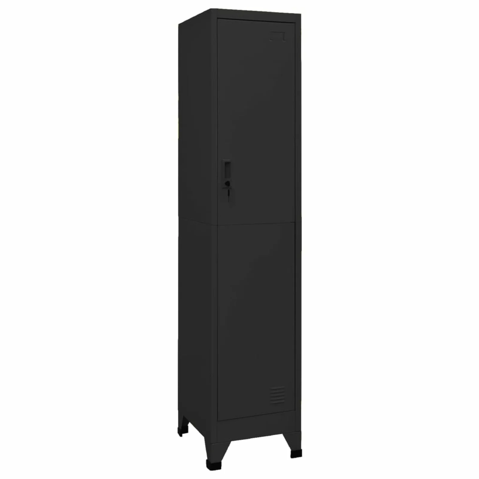 Anself Locker Cabinet with Storage Compartments and Hanger Lockable Door Steel File Cabinet Black for Living Room, Bedroom, School, Home Office Furniture 15 x 17.7 x 70.9 Inches (W x D x H)