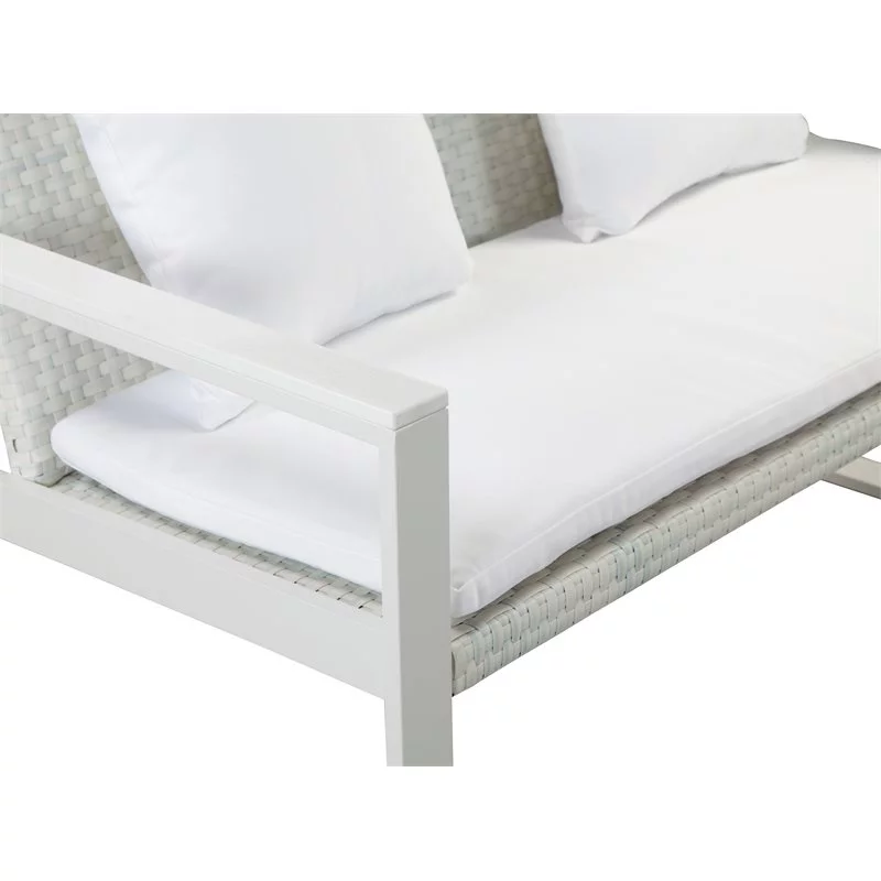 Pangea Home Chester Modern Anodized Aluminum Outdoor Sofa in White
