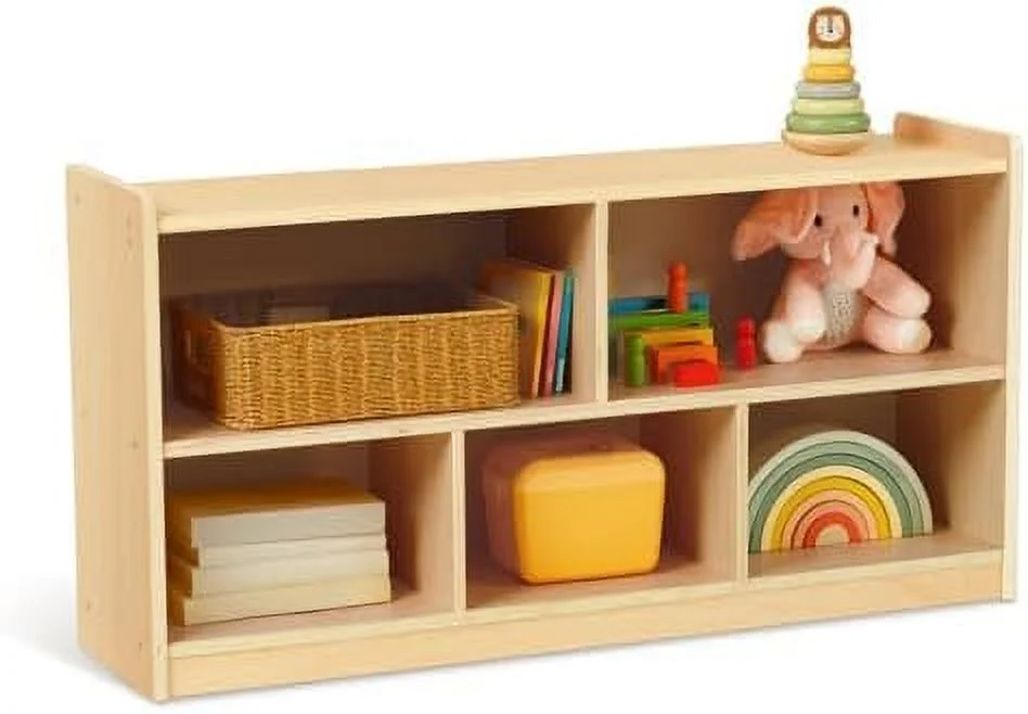 HOOMHIBIU 5-Compartment Wooden  Cabinet  2- Montessori  Toy Organizers and    Classroom Organizer  Playroom  Daycare and Preschool Bookshelves