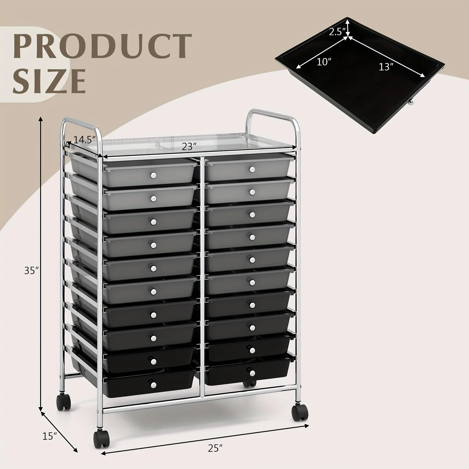 20 Drawers Rolling Storage Cart Art Craft Organizer With Wheels Multipurpose Storage Cart