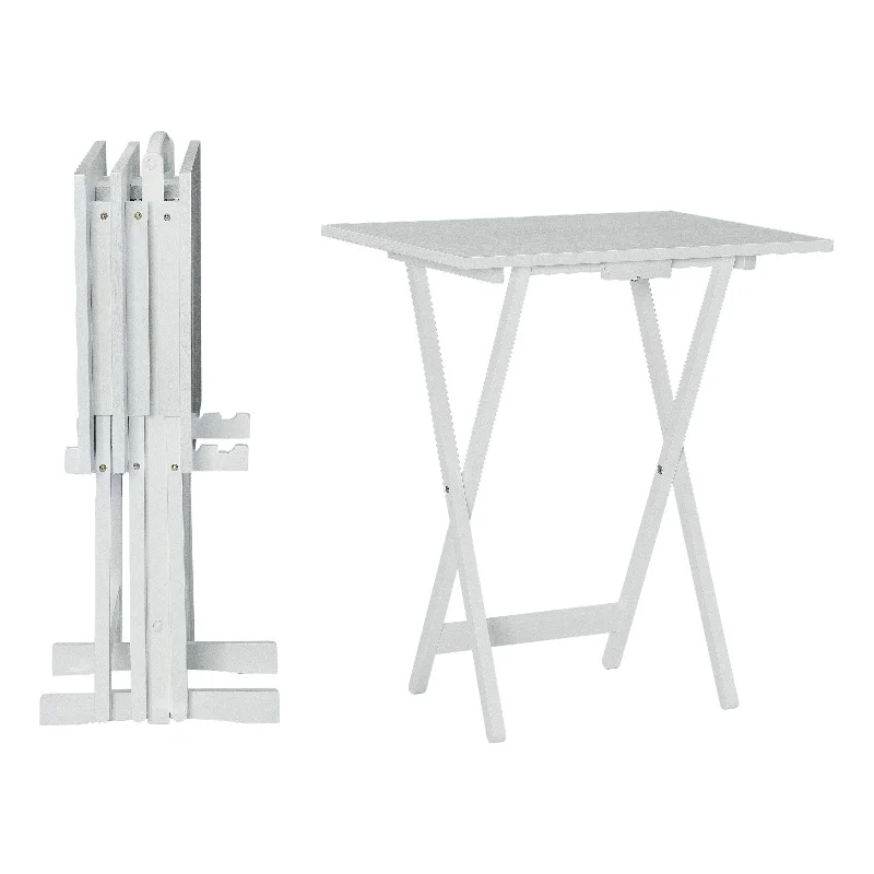Bowery Hill Modern / Contemporary Wood Tray Table Set in White