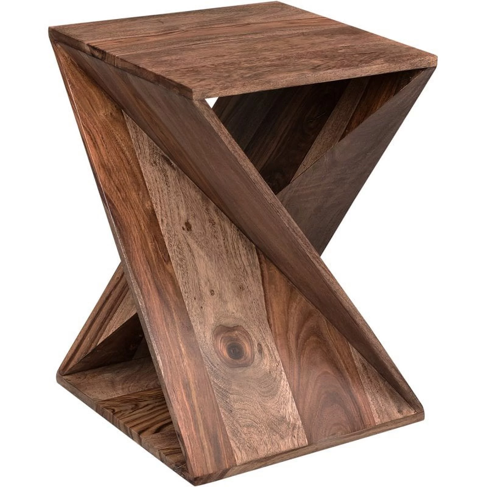 Treasure Trove Solid Wood Accent Table in Nut Brown