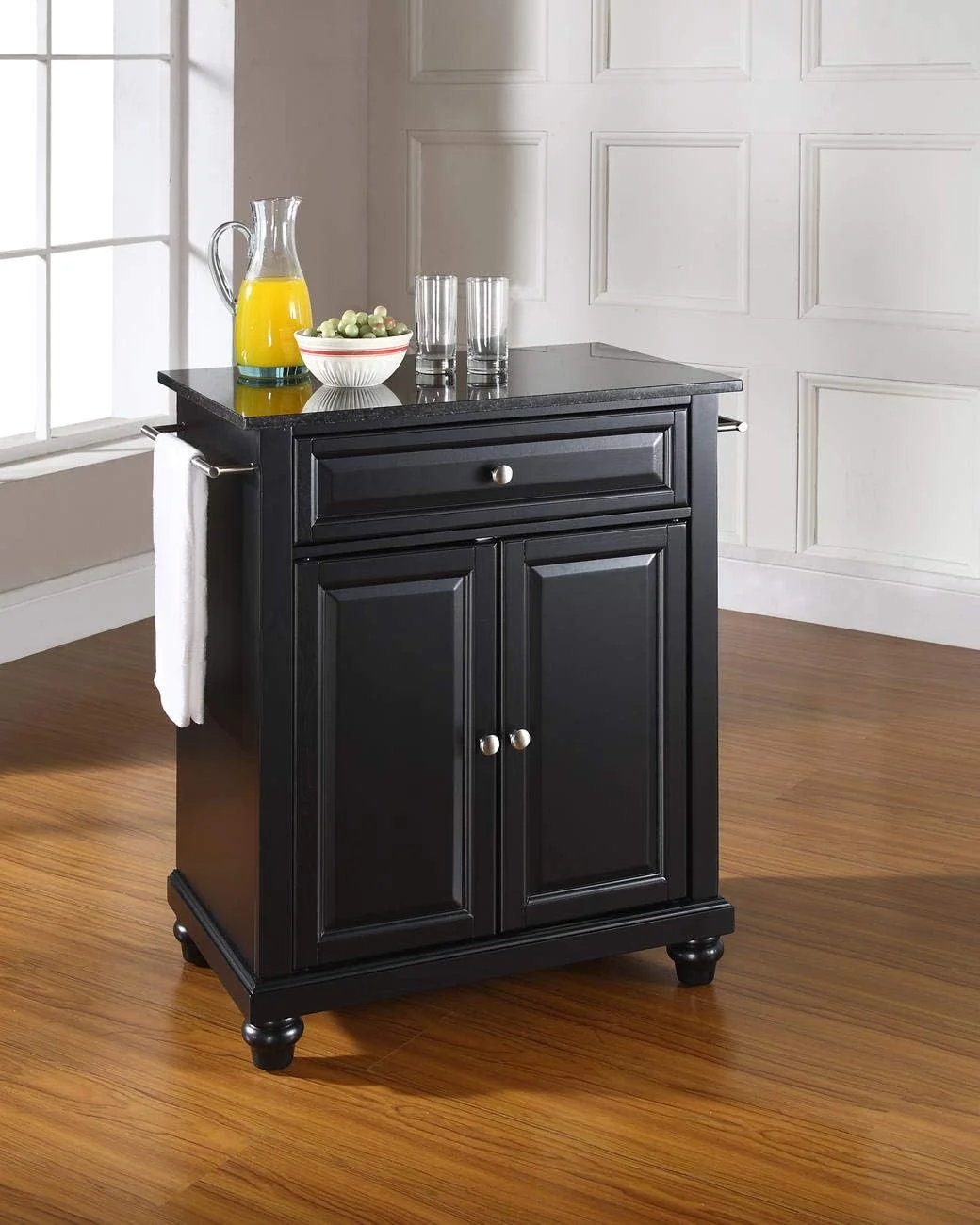 Cambridge Cuisine Kitchen Island With Solid Black Granite Top - Black