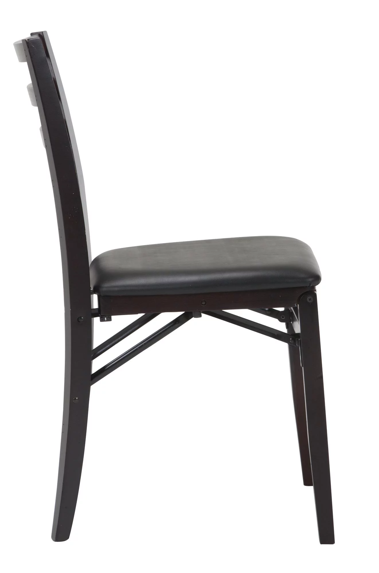 COSCO Contoured Back Wood Folding Chair with Vinyl Seat, Espresso, 2-Pack