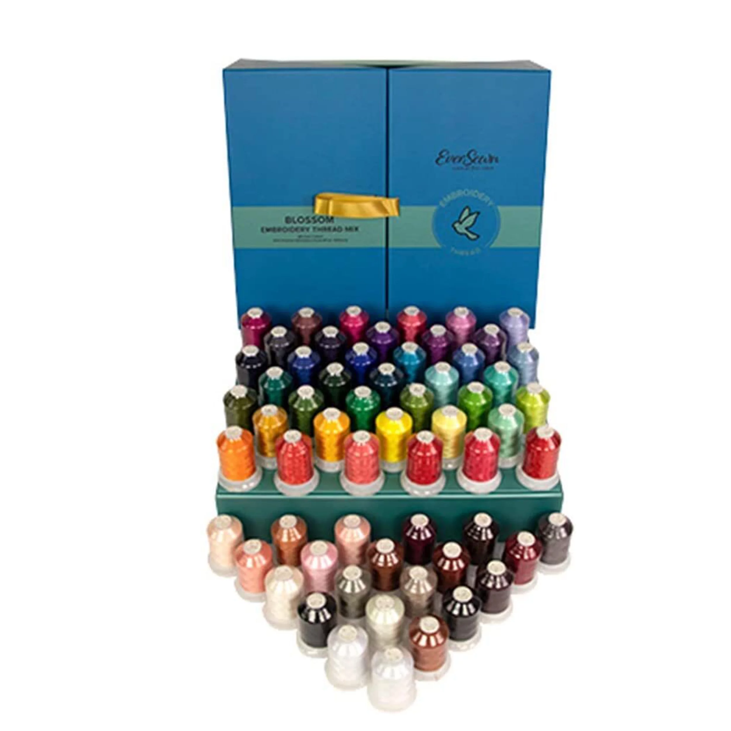 EverSewn Embroidery Sewing Thread Box, Mixed Blossom Colors, 1100 Yards, Set of 60 Spools