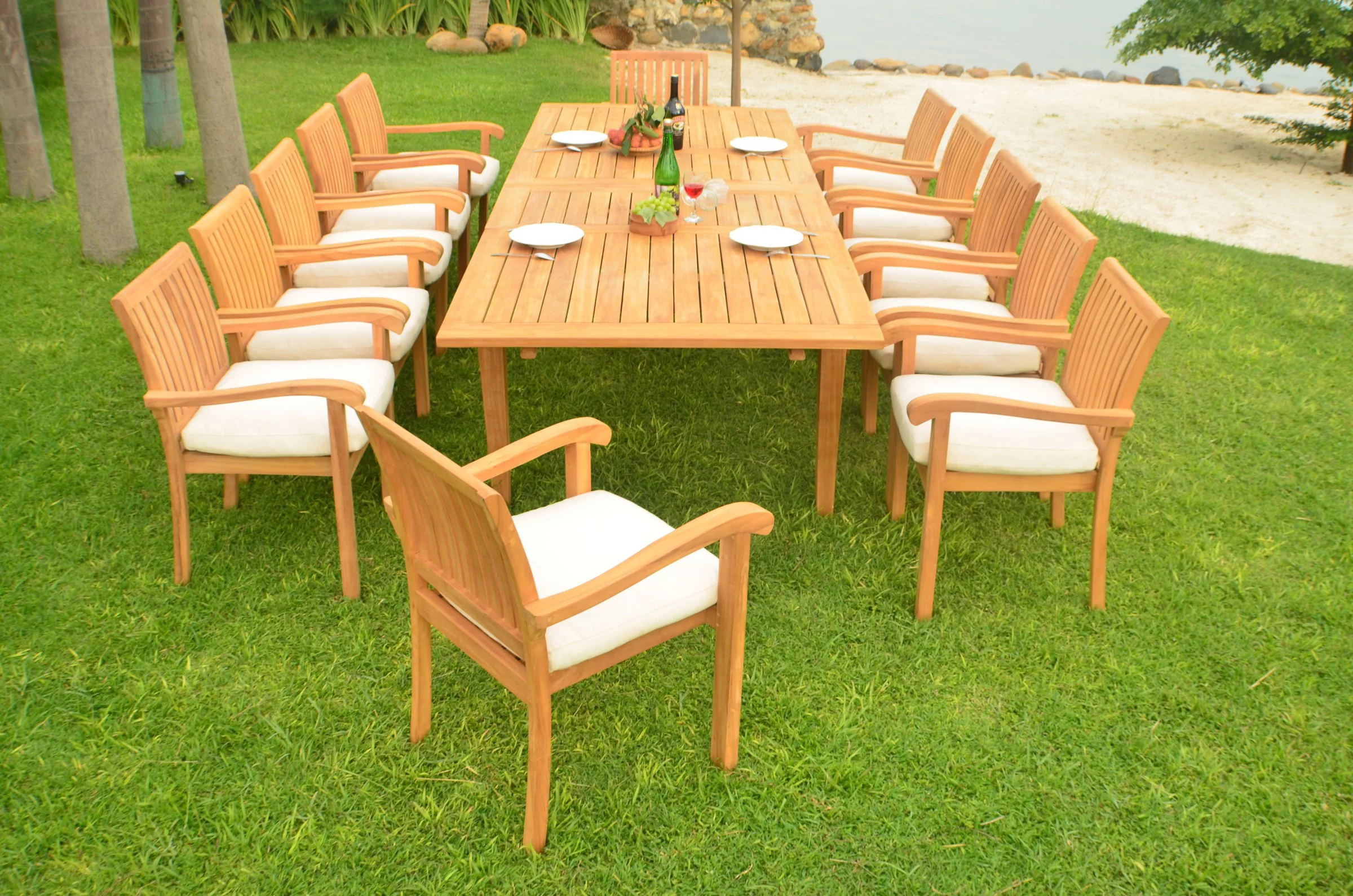 Teak Dining Set:12 Seater 13 Pc Atnas 118