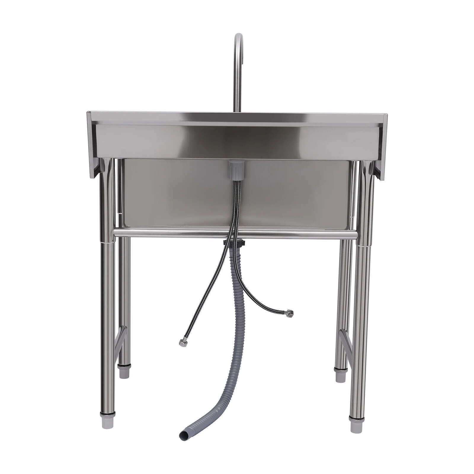 Miumaeov Stainless Steel Commercial Sink with Single Compartment Free Standing Kitchen Prep & Utility Sink With Faucet