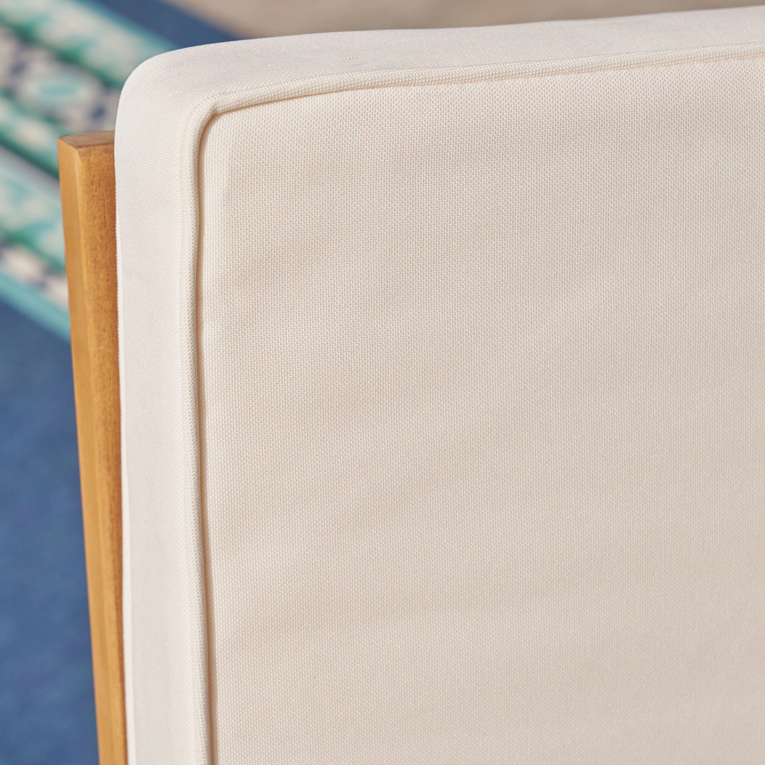 Laney Outdoor 3 Piece Acacia Wood Rocking Conversation Set with Cushions, Teak, Cream