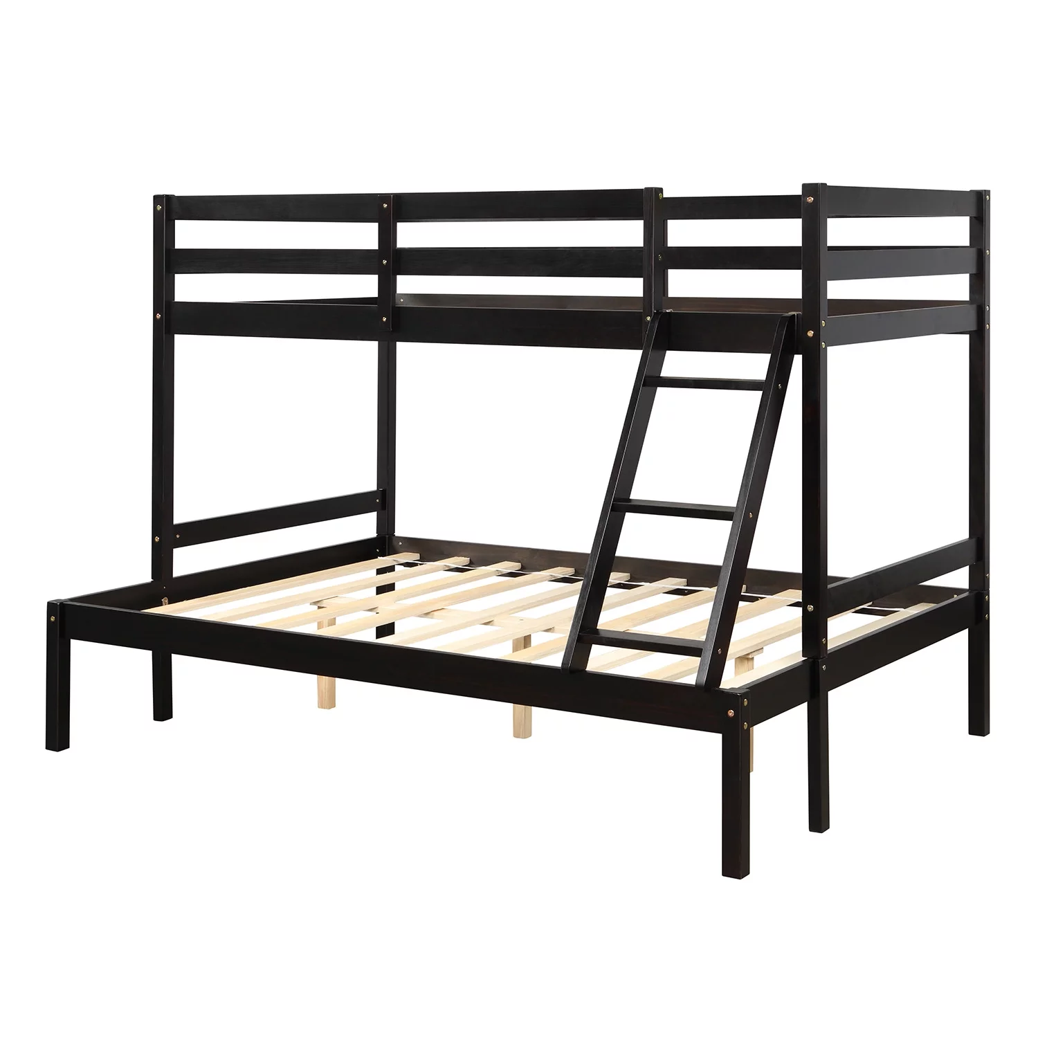 Wood Convertible Bunk Bed Twin Over Full Bunk Bed with Stair