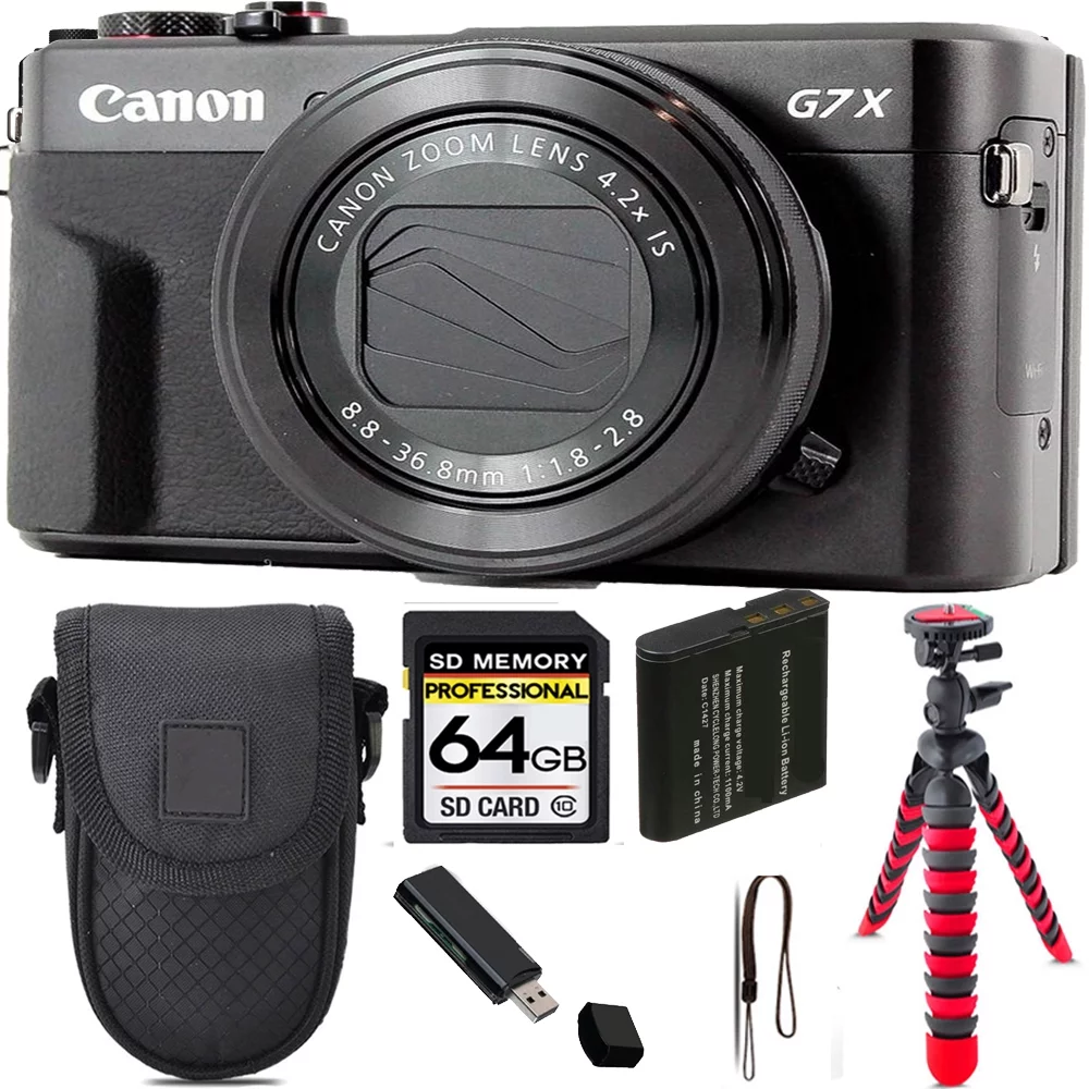 Canon PowerShot G7 X Mark II Camera + Tripod + Case - 64GB Kit