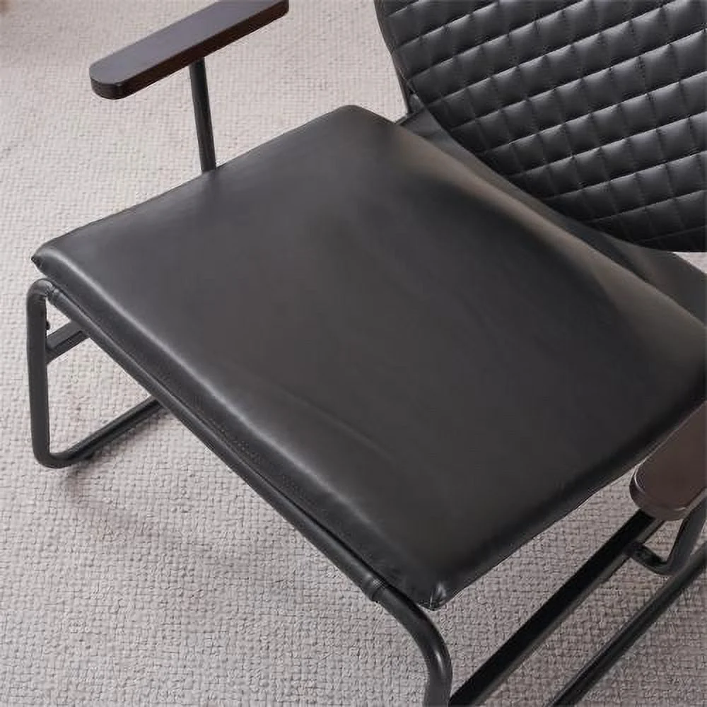 YLtoohoom Modern Oval Back Faux Leather Accent Chairs  Armchairs Living Room Chairs Leisure Chair Lounge Chair with Metal Frame  Black