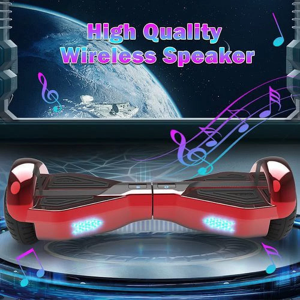 Starship Hoverboard with Bluetooth Speaker, Chrome Color Self Balancing Scooters with Science Fiction Design and 6.5 inch LED Wheels