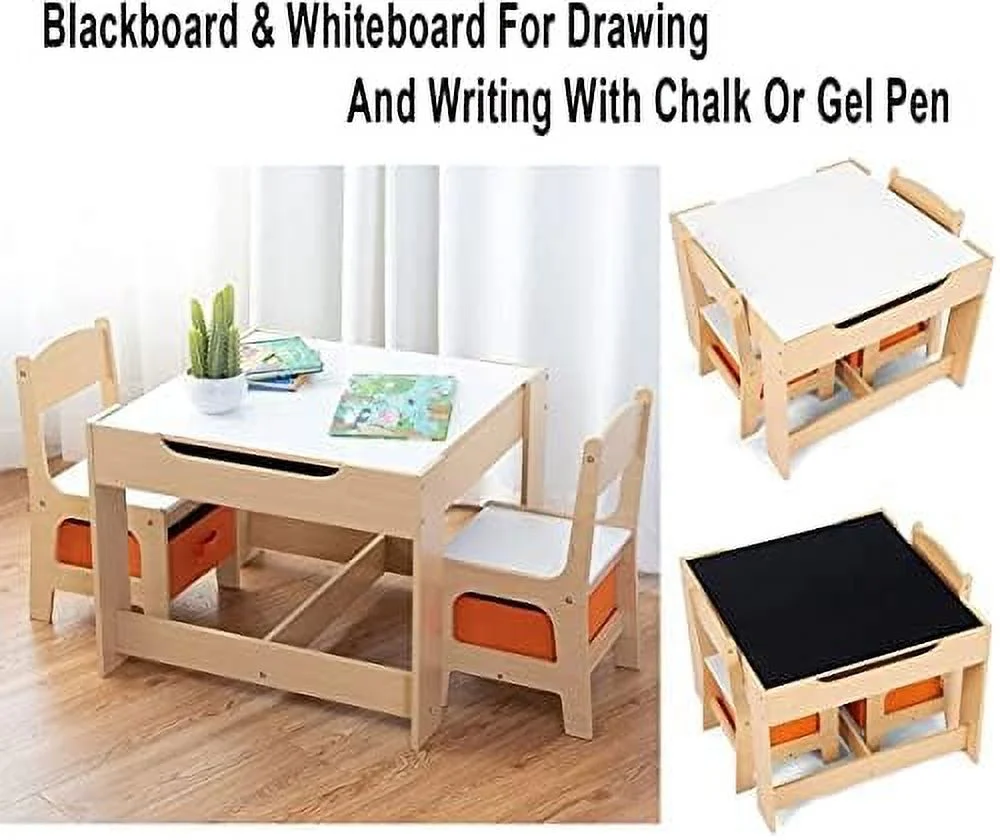 MQLIFEBOOM Table & Chair Set  3 in 1 Children Activity Desk Sets with  Drawer  Detachable Blackboard  Multifunctional Toddlers Entertainment Set Ideal for Painting  Reading & Writ