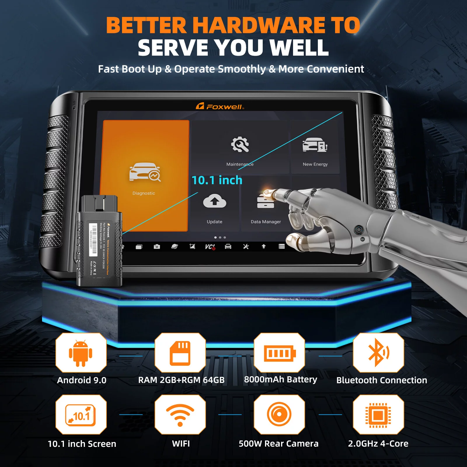 FOXWELL NT1009 OBD2 Scanner Code Reader ECU Coding Bi-Directional Control Full System Automotive Diagnostic Tool