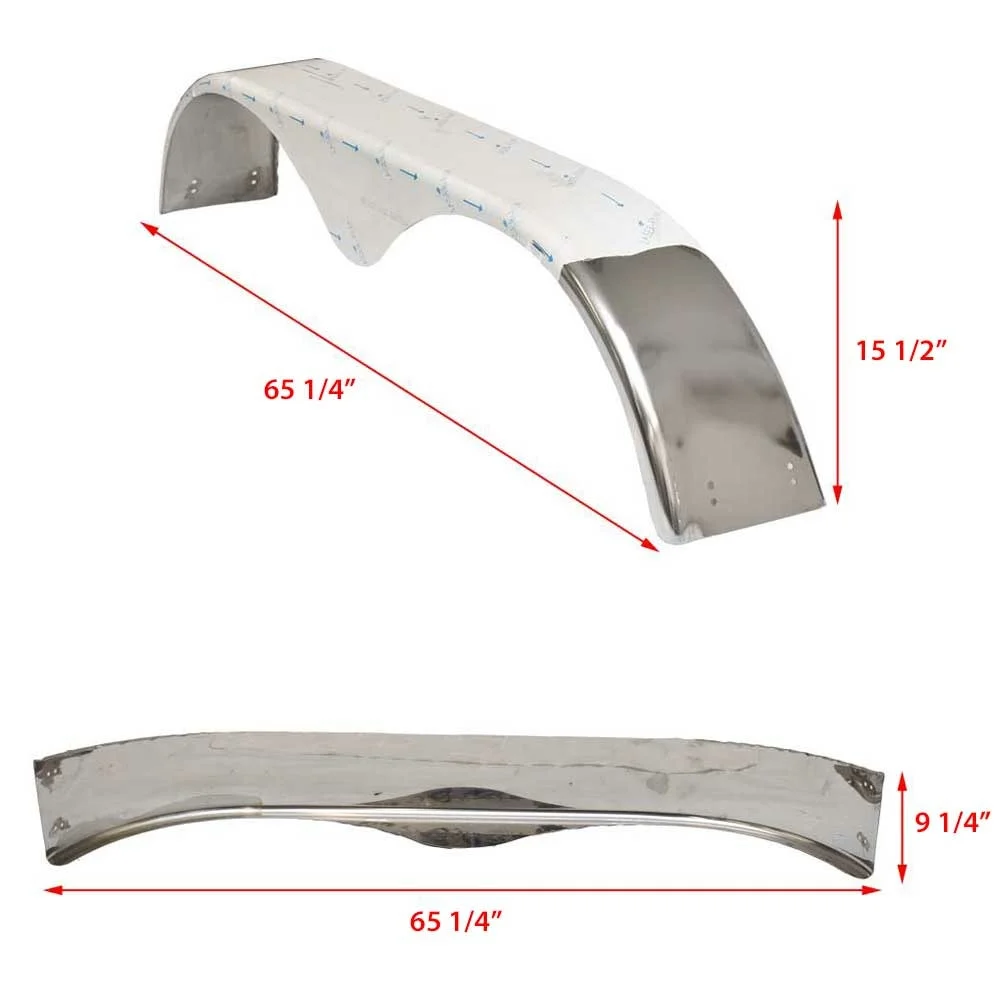 Ranger Boat Trailer Fender MFT082 | Tandem Axle 65 x 9 Inch Stainless