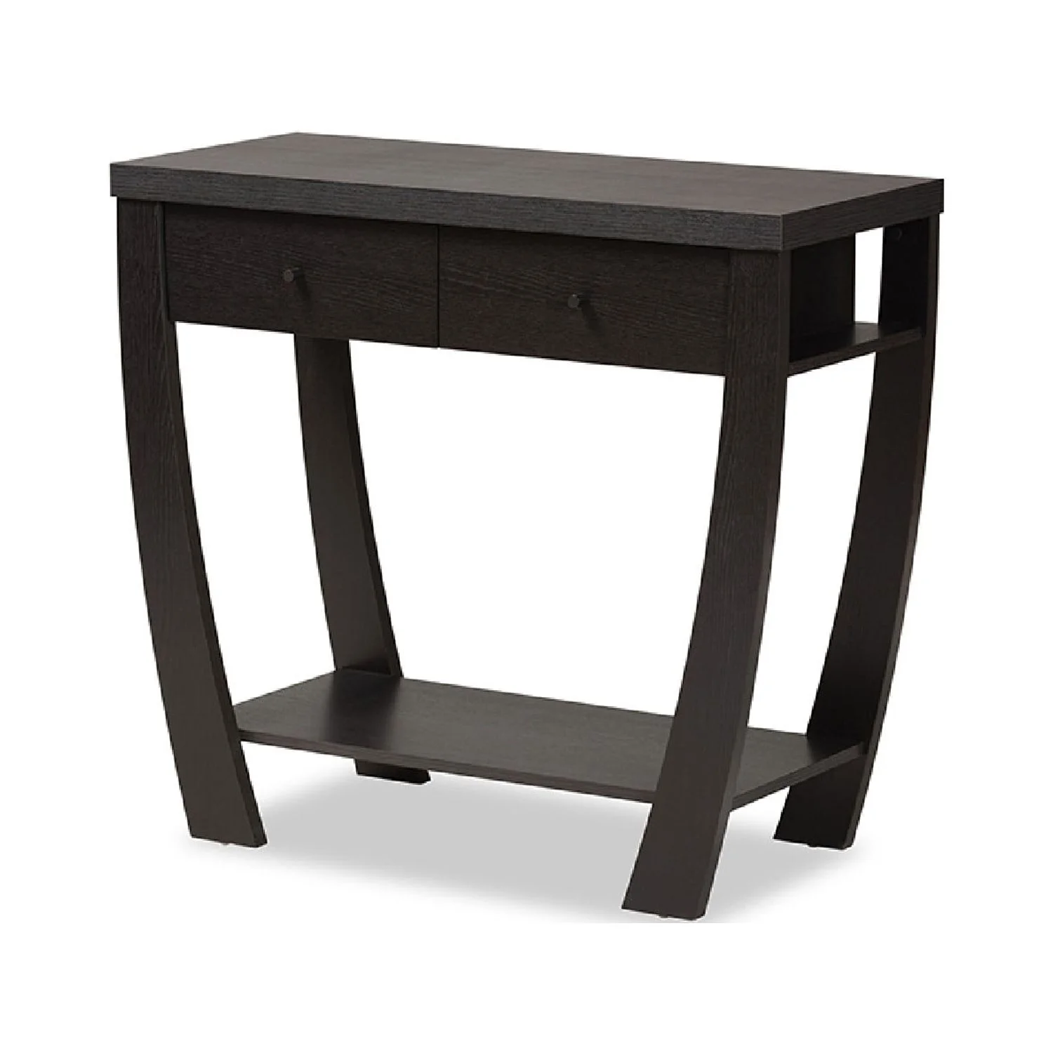 Baxton Studio Capote Modern and Contemporary Dark Brown Finished Wood 2-Drawer Console Table