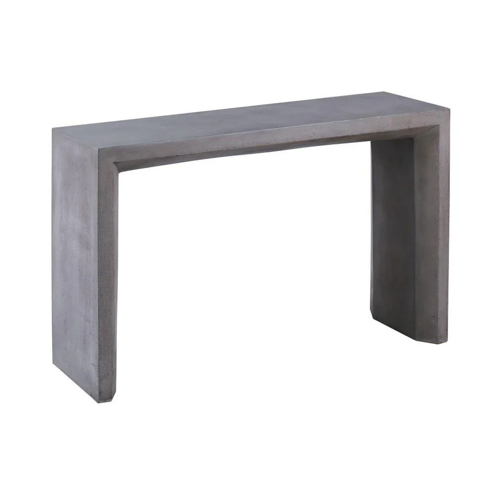 Modern Farmhouse Concrete Top Console Table in Polished Concrete Finish with Sled Style Base 55.25 inches W and 34.25 inches H Bailey Street Home