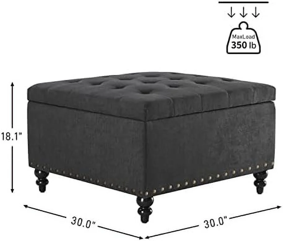 xrboomlife Square  Ottoman Ottoman Coffee Table with  Oversized Ottoman Tufted  Ottoman for Living Room (Beige)