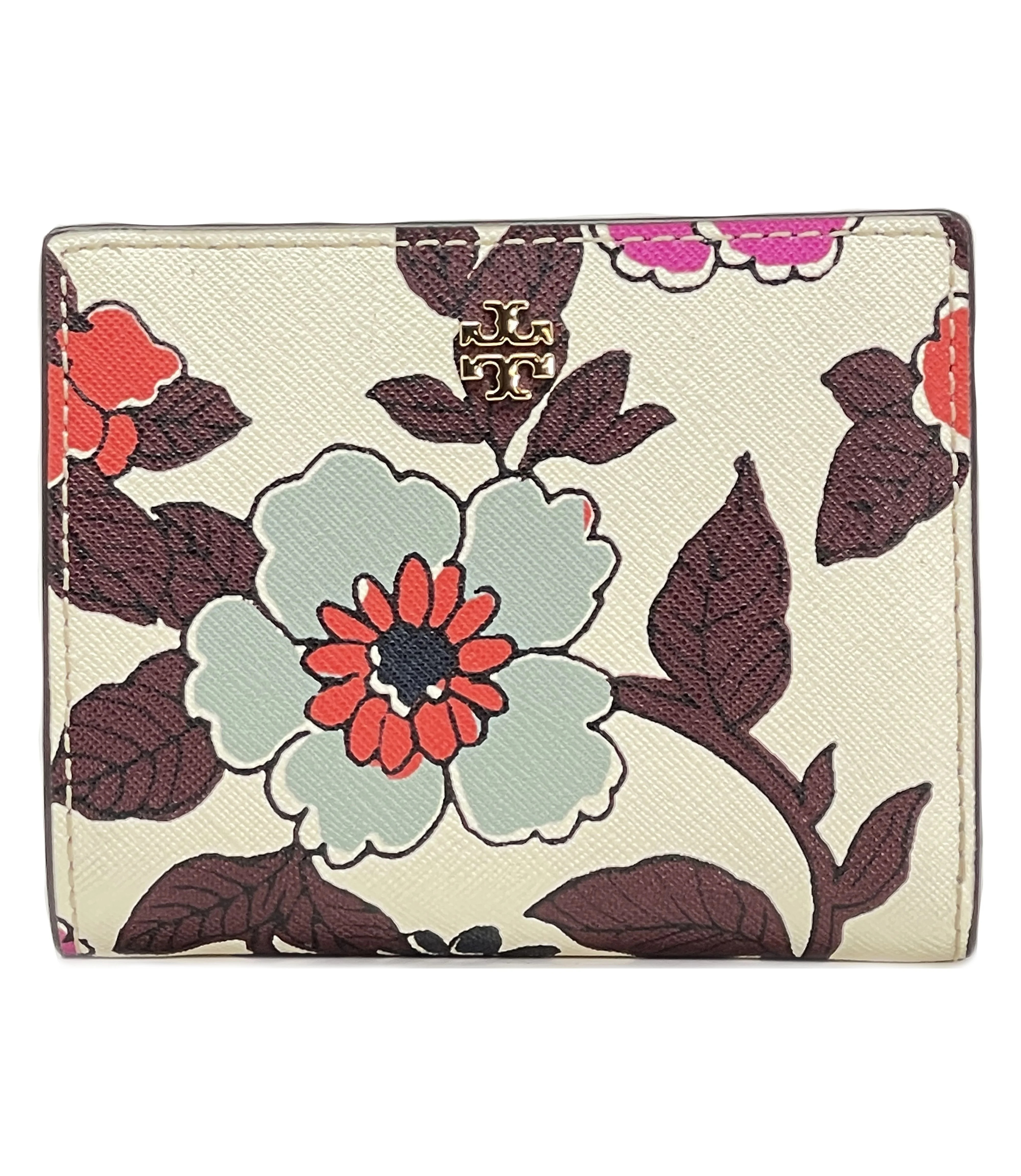 Tory Burch Emerson Saffiano Leather Printed Mini Wallet (Multicolor)