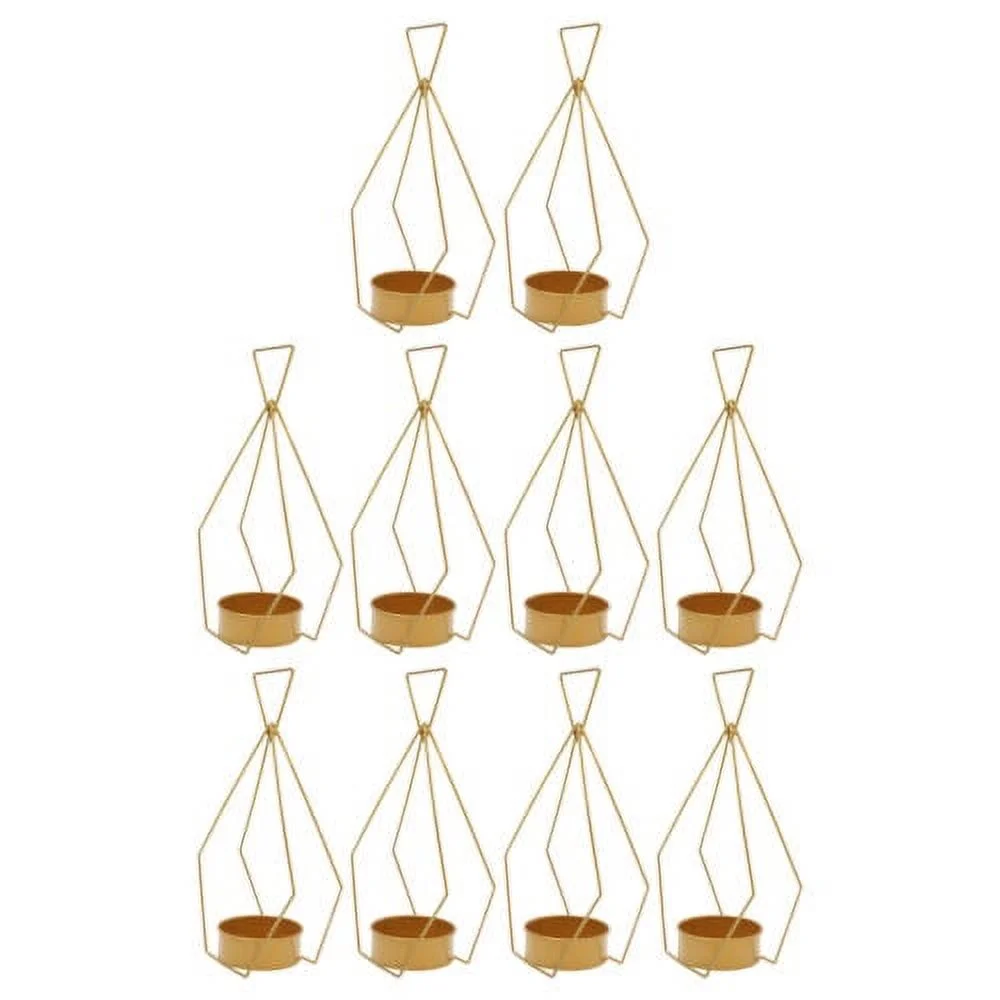 10pcs Gold Metal Diamond Shape Flower Vases Tabletop Wedding Centerpieces Stand