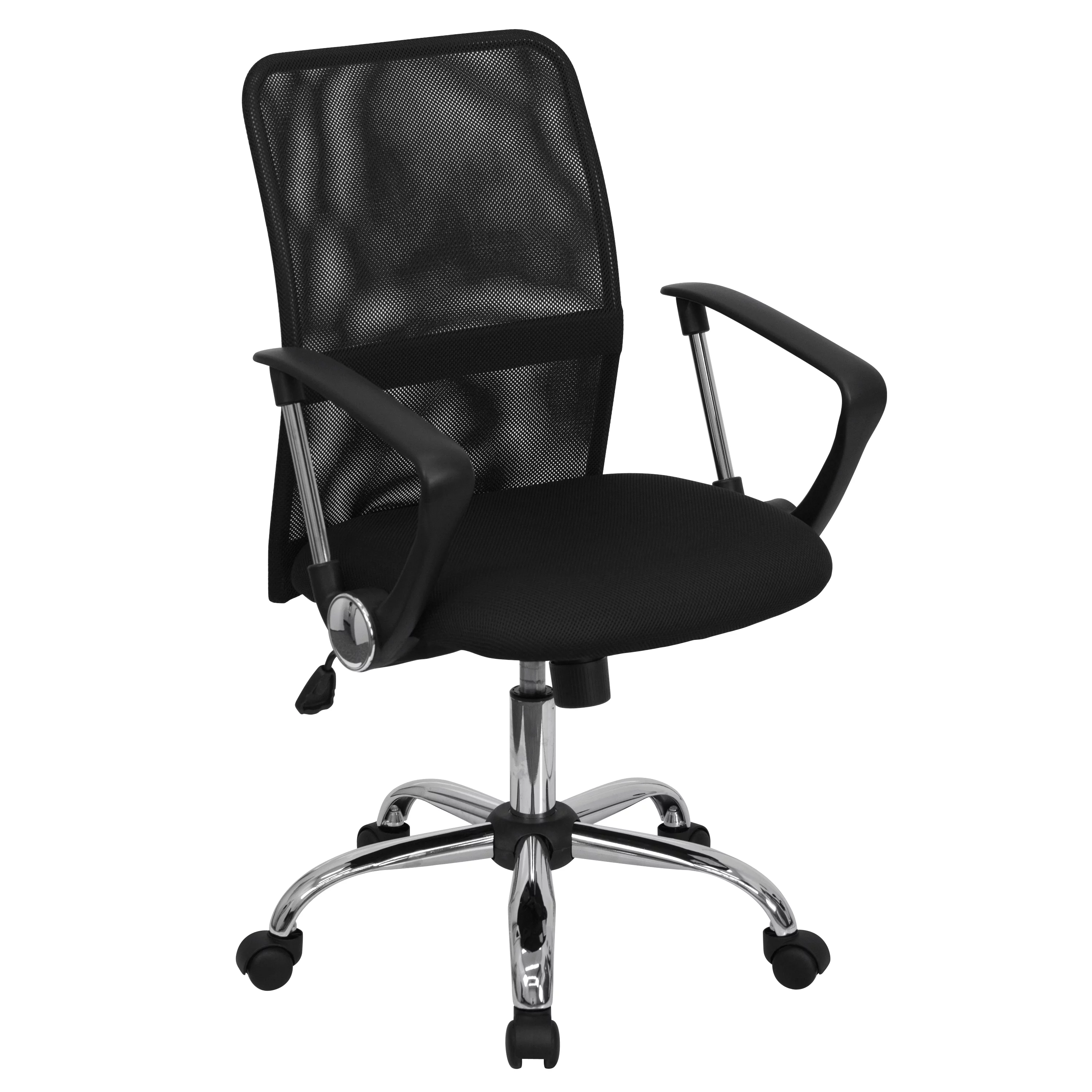 Emma + Oliver Mid-Back Black Mesh Swivel Task Office Chair with Lumbar Support Band