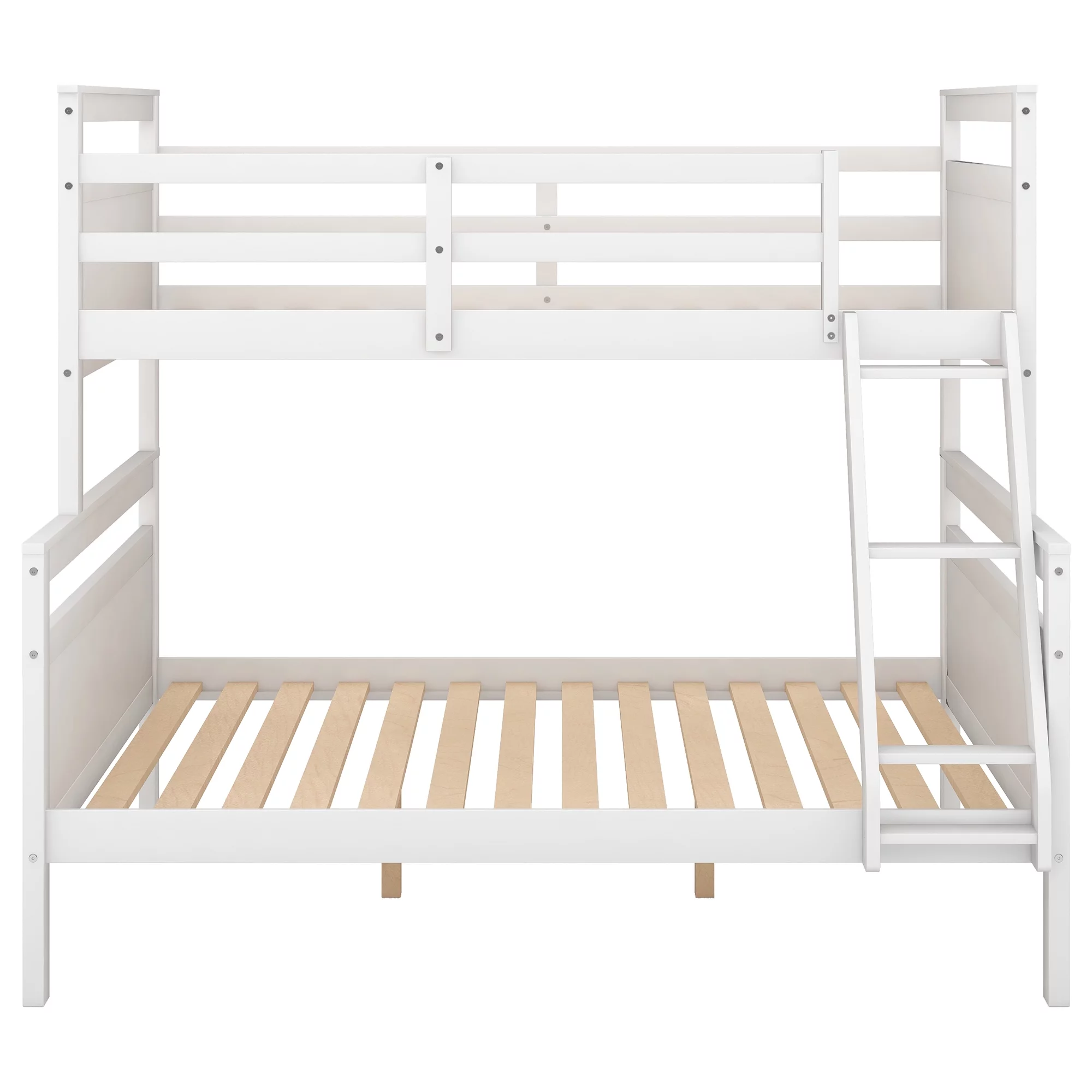 Nestfair White Twin over Full Bunk Bed with Ladder
