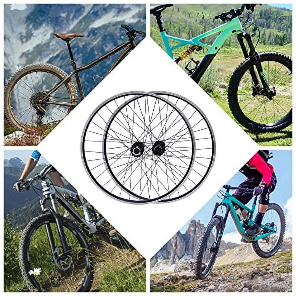 Mountain Bike Wheelset 27.5Inch, Aluminum Alloy Rim Disc Brake MTB Wheelset, Quick Release Front Rear Wheels Black Bike Wheels, Double Six Hole Discs Brake Fits 7-12 Speed Casset