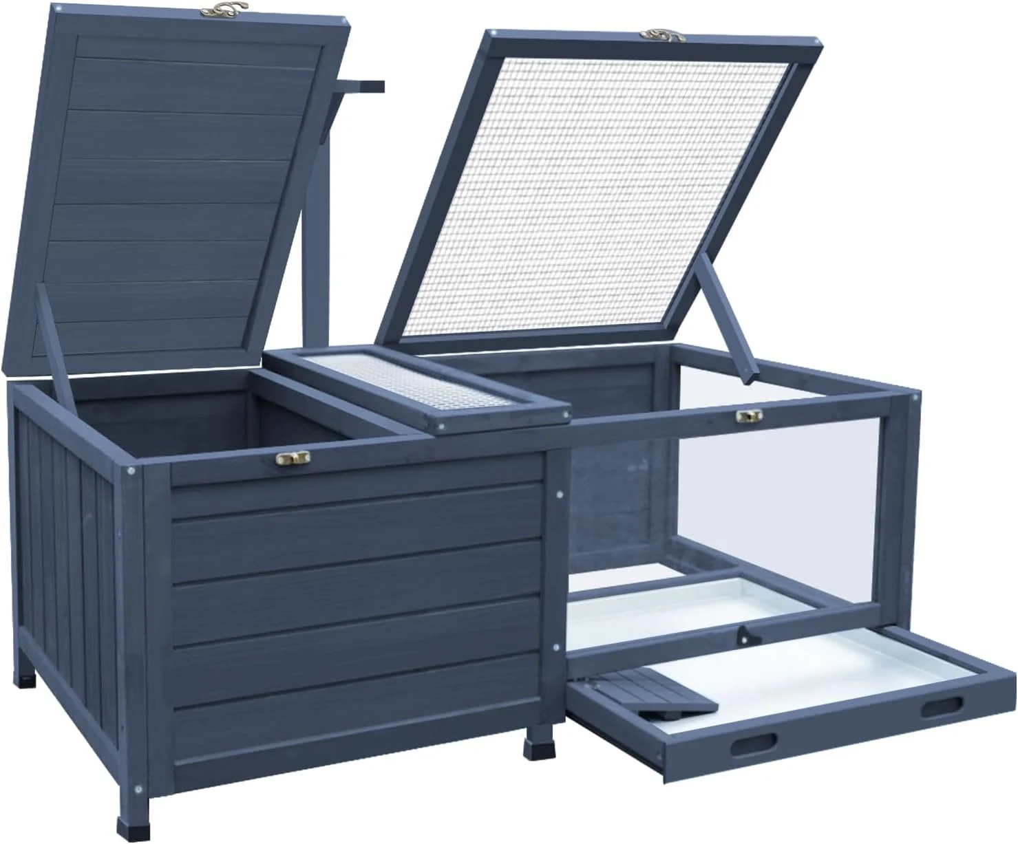 Tortoise Habitat Wooden Tortoise House, Indoor Turtle Enclosure Outdoor Reptile Cage with Removable Bottom,Openable Roof Activity Area and Removable Tray Lizard