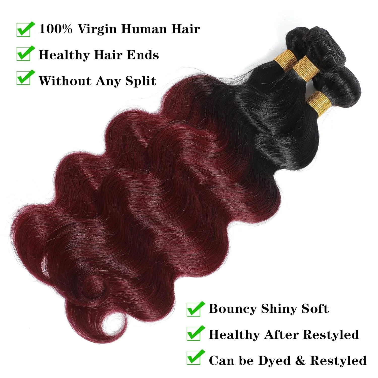 10A Ombre Brazilian Hair Body Wave (T1B/99J,18