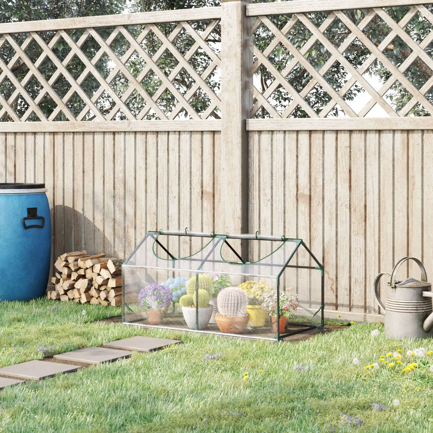 DremFaryoyo 4‘ x 2‘ x 2‘ Portable Mini Greenhouse  Small Greenhouse with PVC Cover  Roll-up Zippered Windows for Indoor  Outdoor Garden  Clear